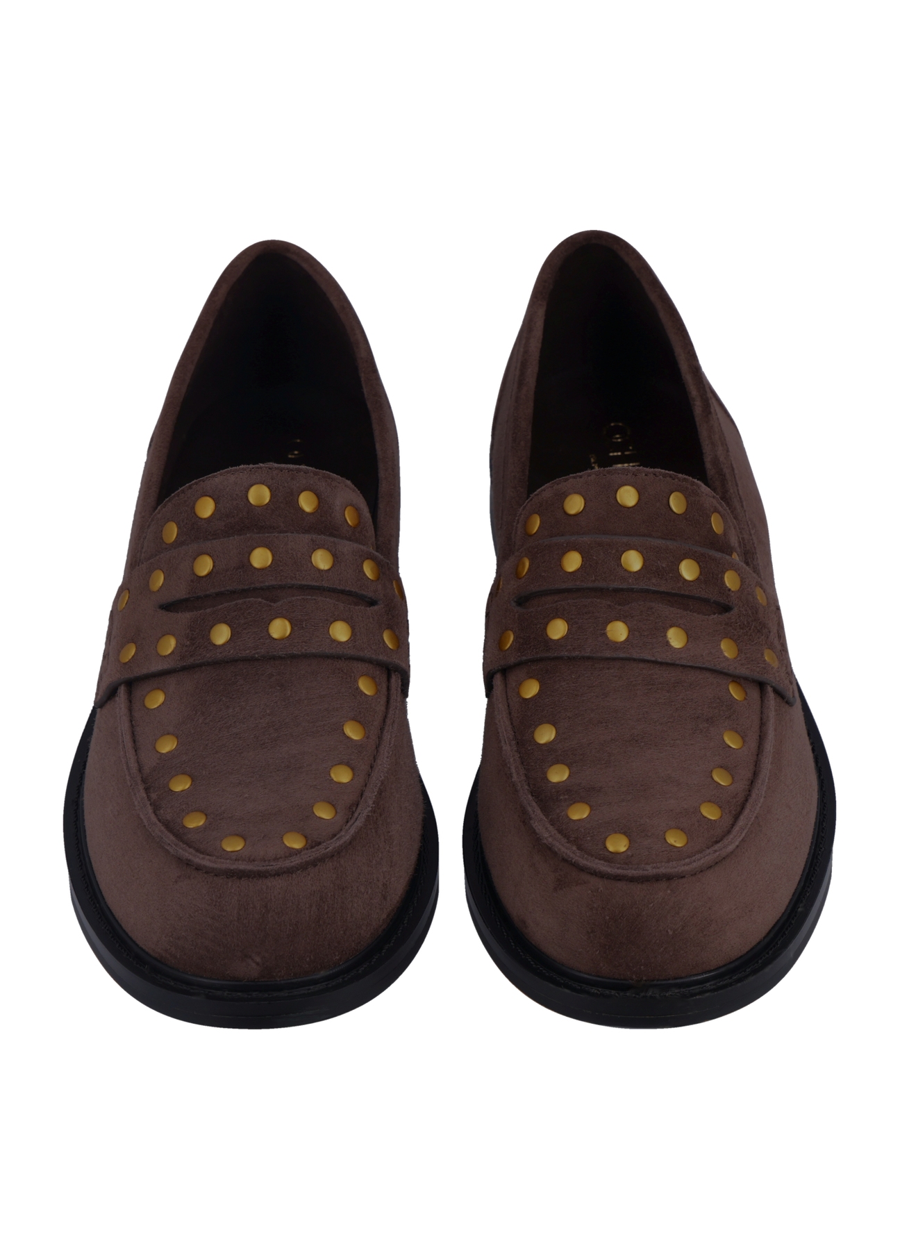 Dark brown suede women's moccasins BUTYD-1329-1I(Z26), front product view on white background.