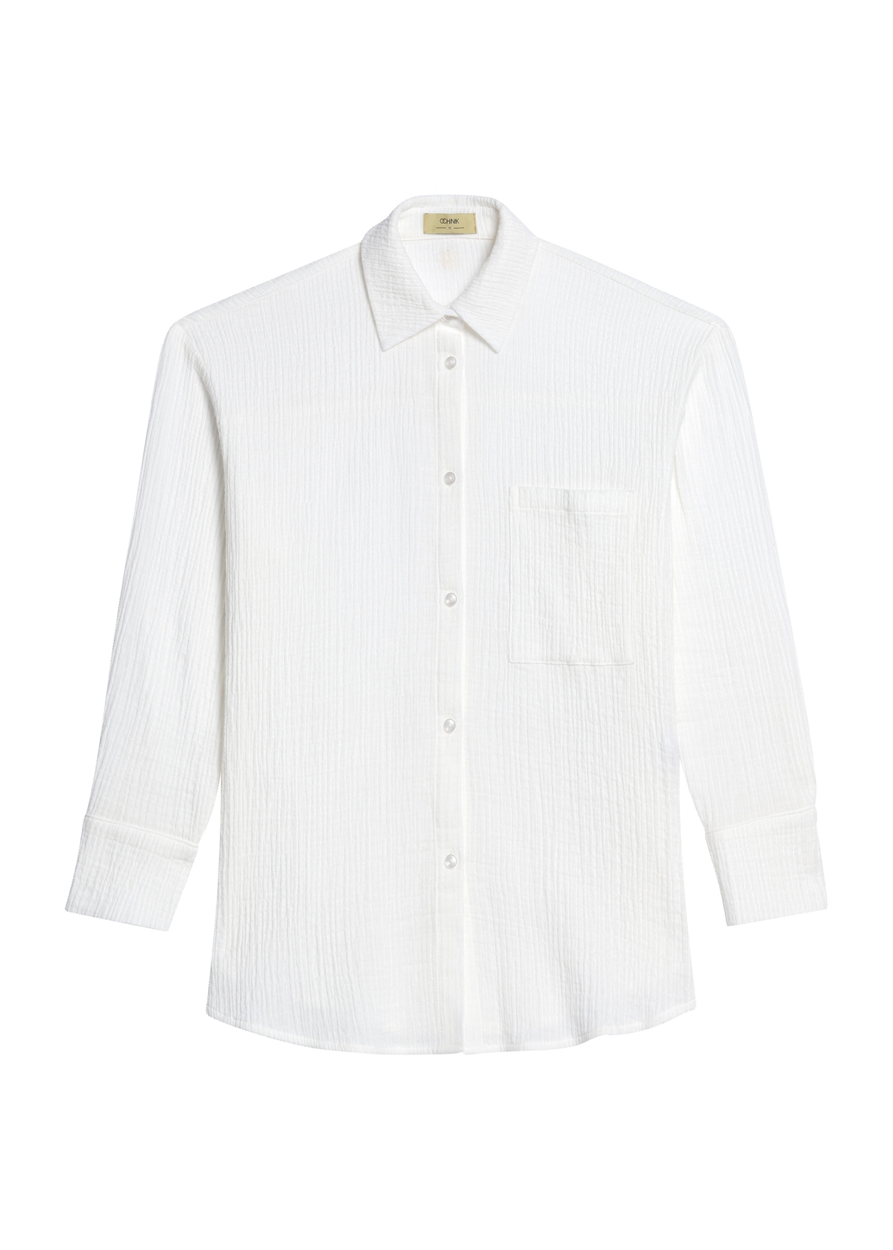 White women's long sleeve shirt KOSDT-0177-11(W25), front product view on white background.