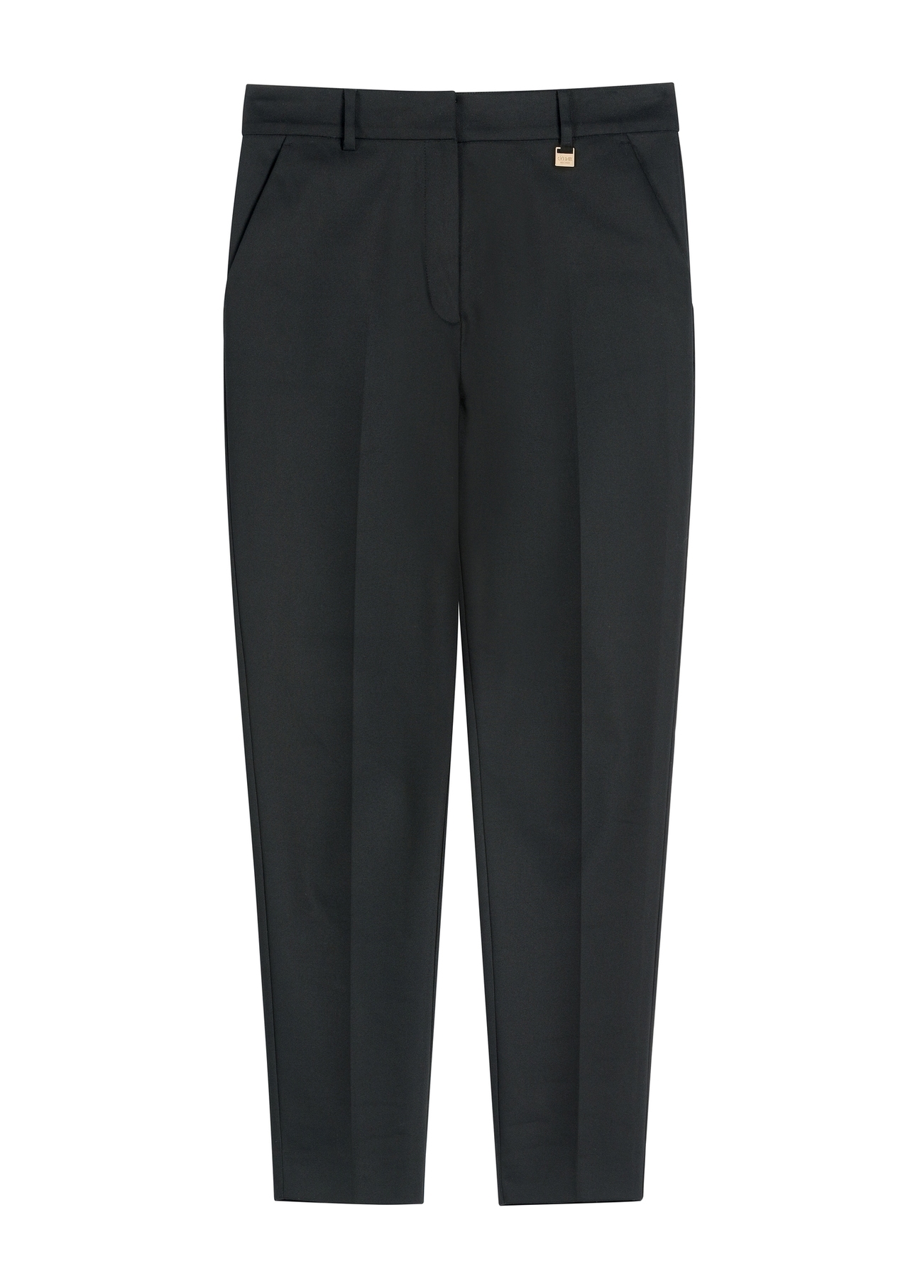 Black women's trousers with a crease SPODT-0090-99(W26) - front product view, on a white background.