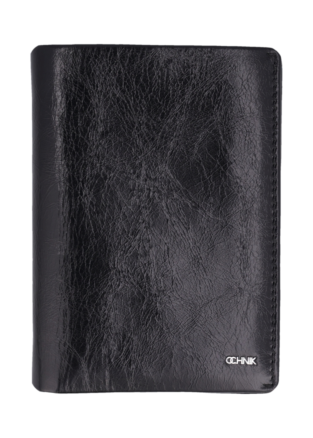 Black leather men's wallet PORMS-0723-9P(Z26), front view on a white background.