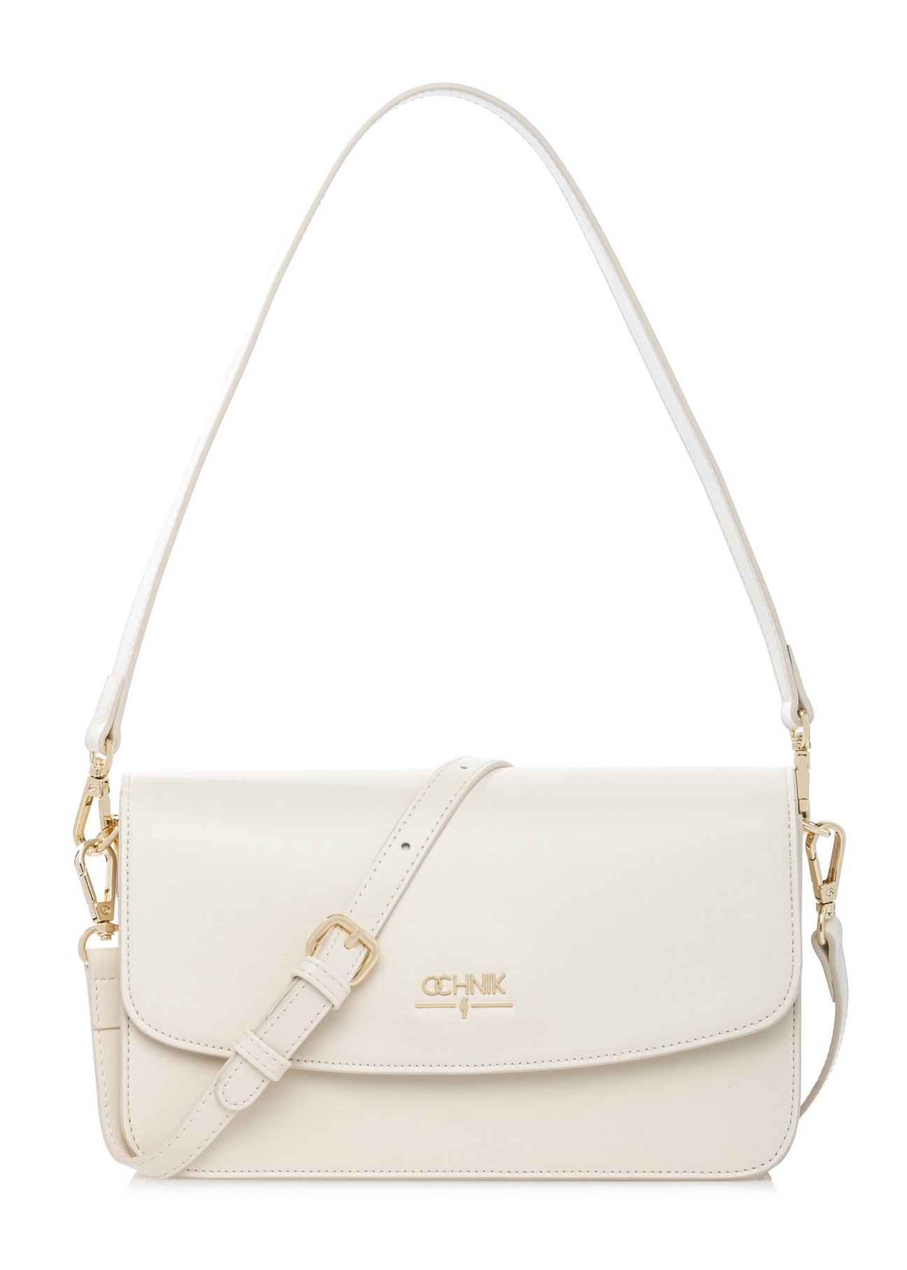 Cream women's imitation leather handbag TOREC-1081-0B(W26) - front product view, on white background.
