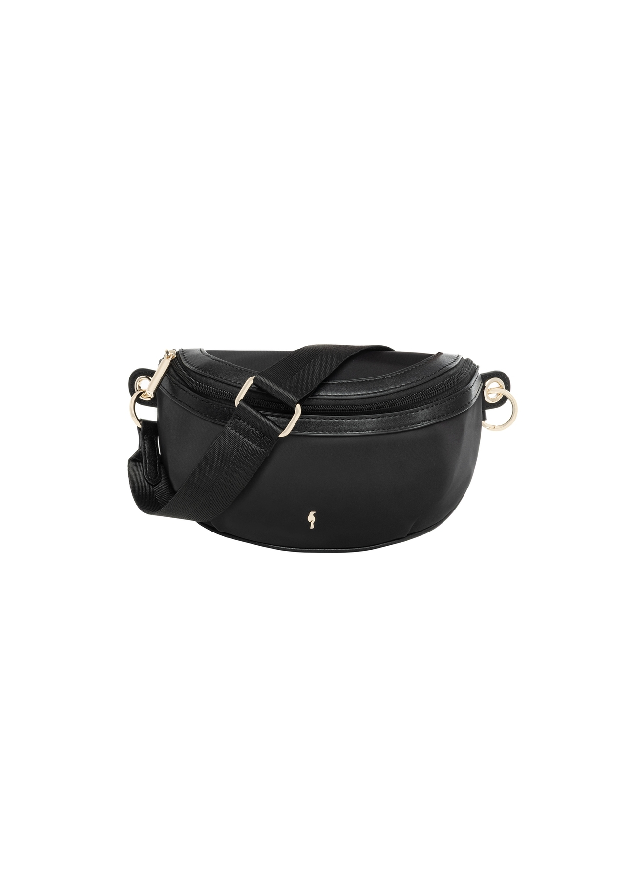 Black fabric women's waist bag TOREN-0356-99(Z26), front product view on white background.