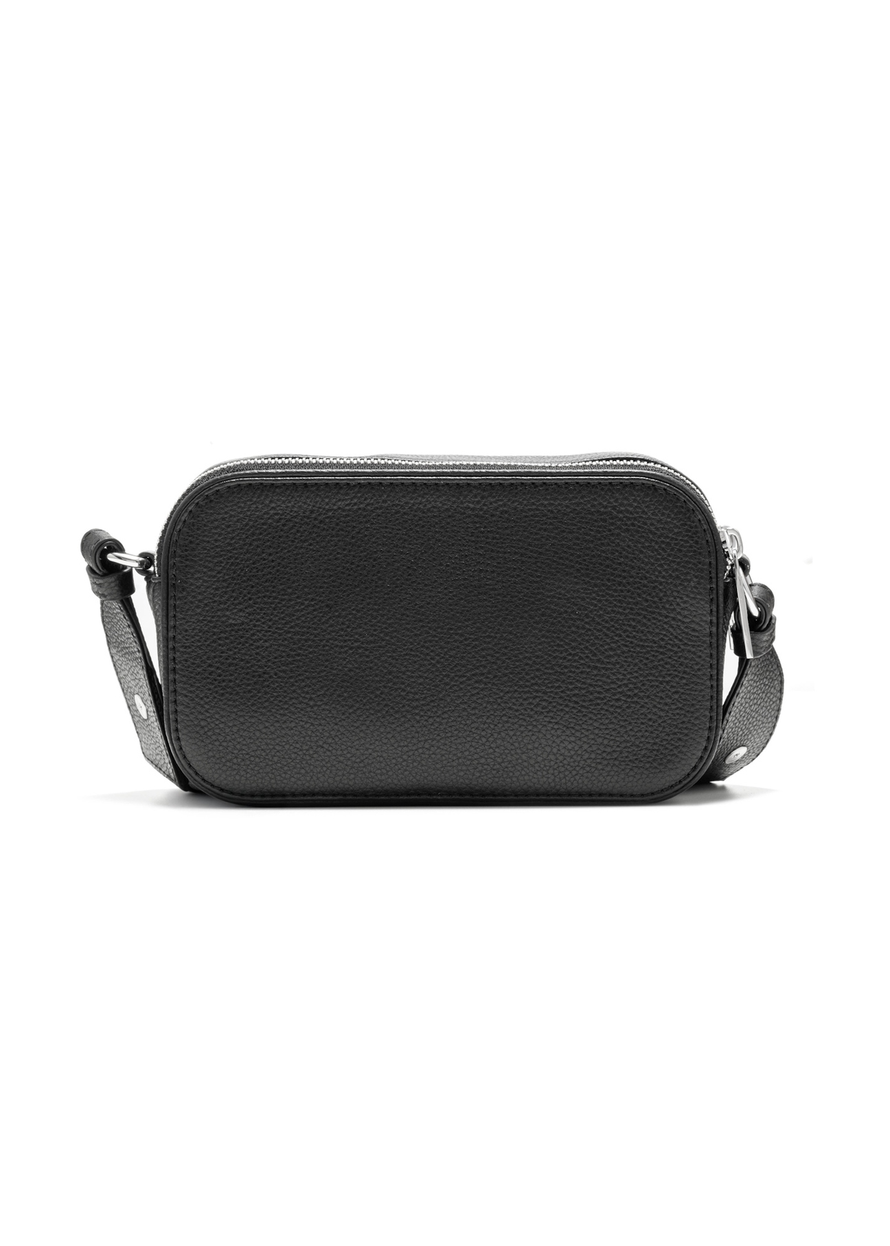 Black leather mini women's handbag TORES-1198-99(Z25), product view from the back on a white background.
