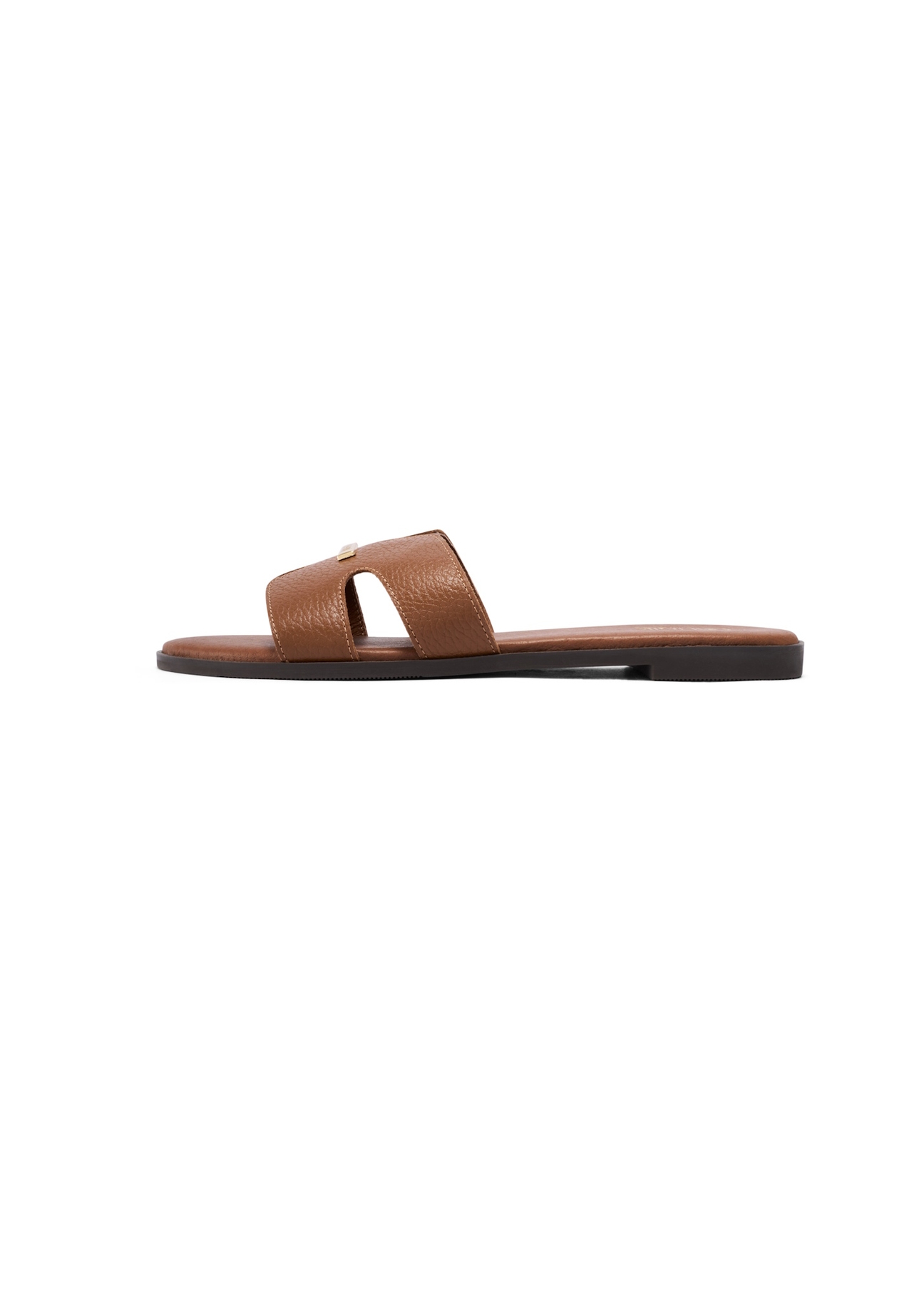 Women's camel flip-flops BUTYD-0725D-1D(W26), side product view on a white background.