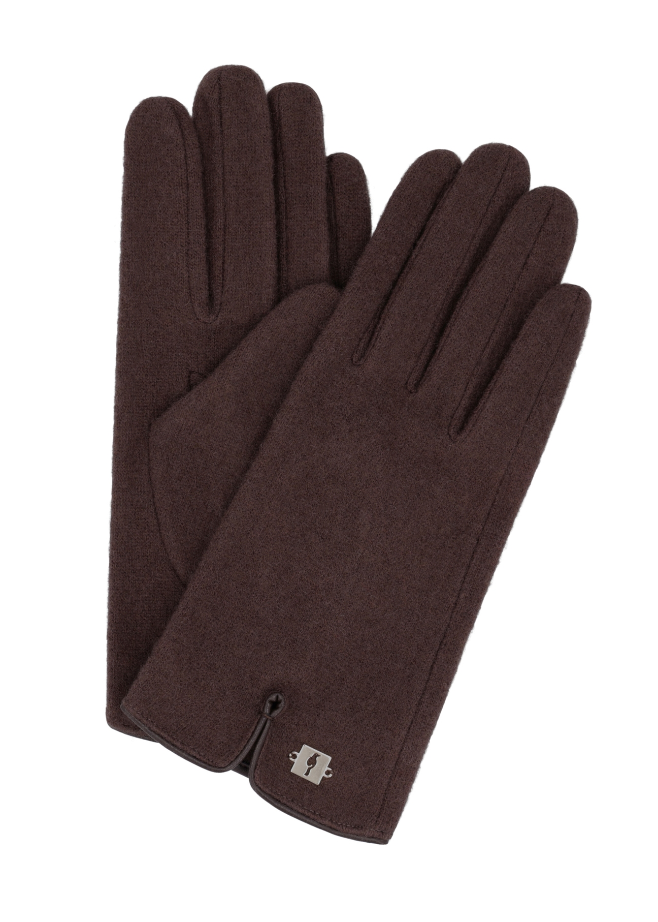 Dark brown women's wool gloves REKDT-0027A-1I(Z26), front product view on white background.