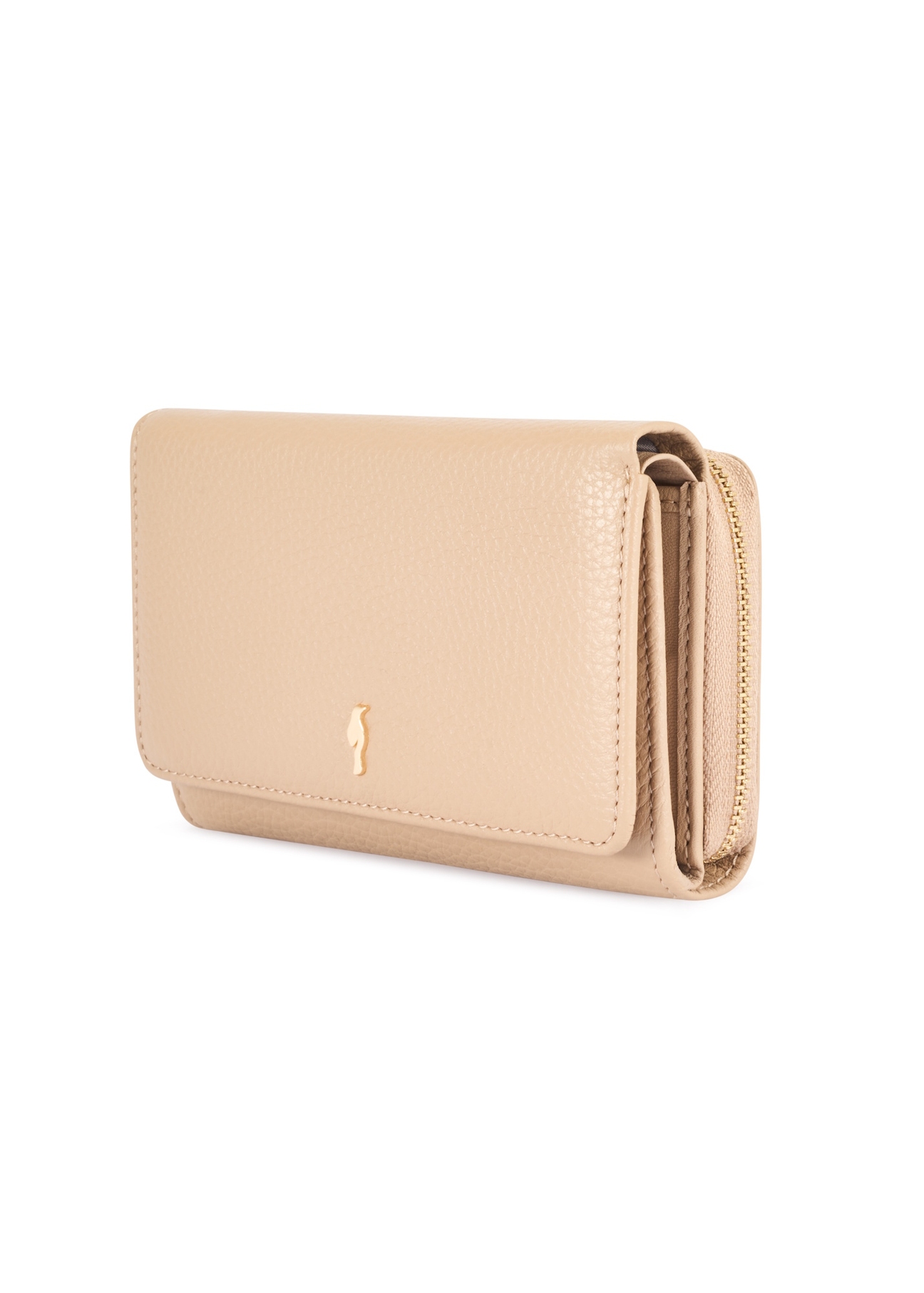 Large beige leather women's wallet PORES-0801R-81(Z25), diagonal product view on a white background.