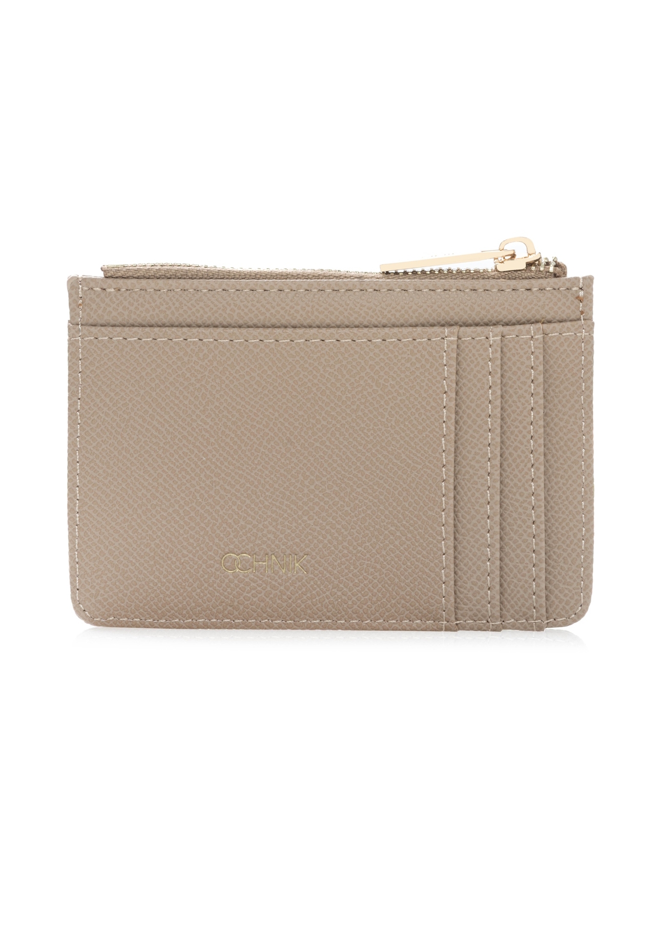 Beige Kartenetui POREC-0413-1B(W26), Vorderansicht des Produkts auf weißem Hintergrund.