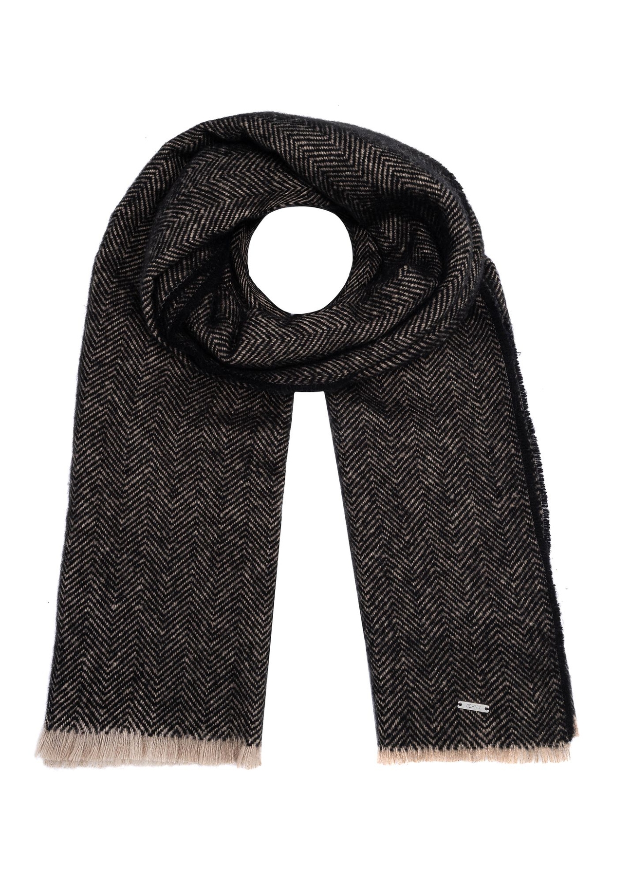 Women's winter herringbone scarf SZADT-0210-99(Z25) - front product view on white background.