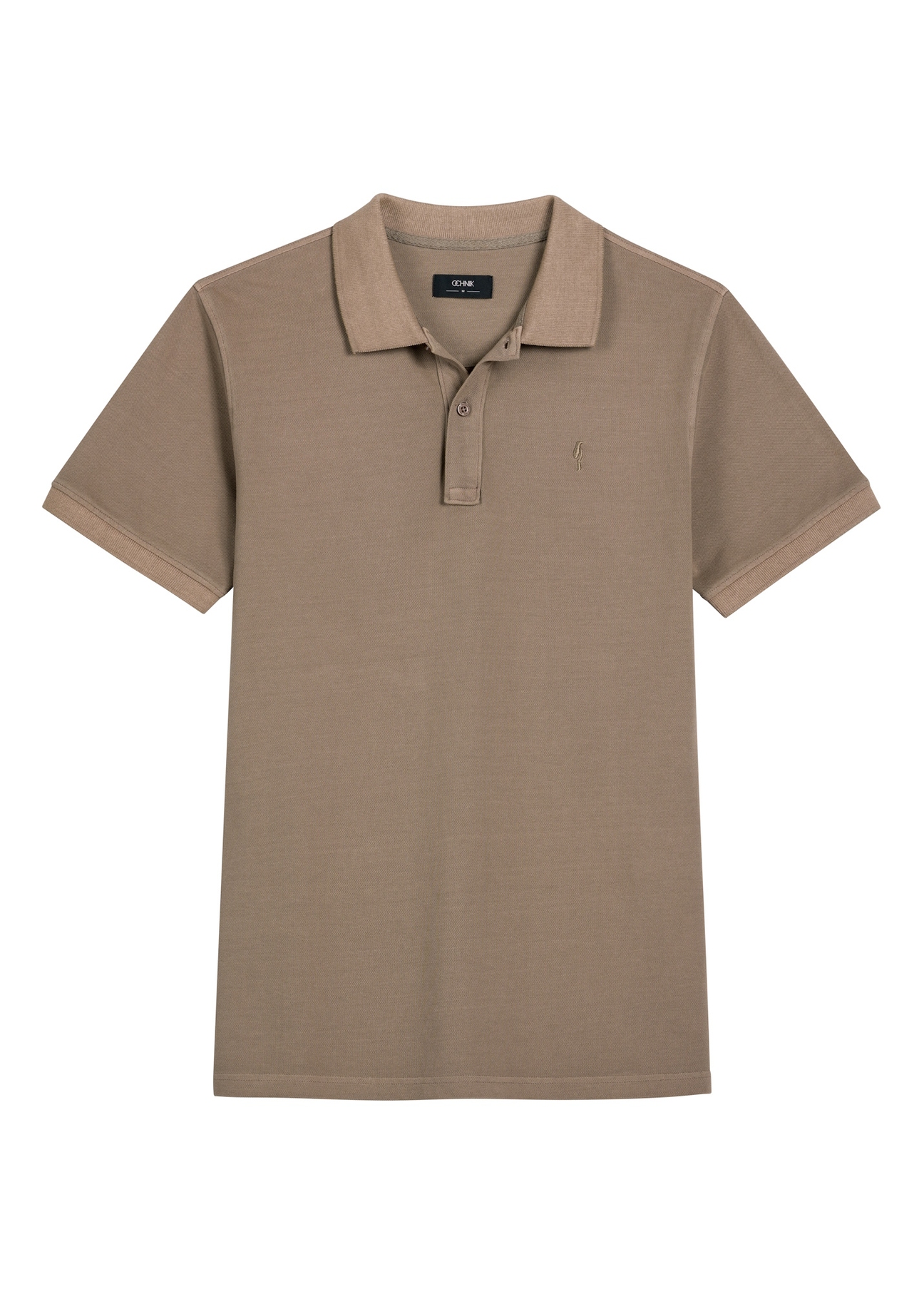 Men's camel polo shirt POLMT-0055A-1D(W26), front product view on white background.