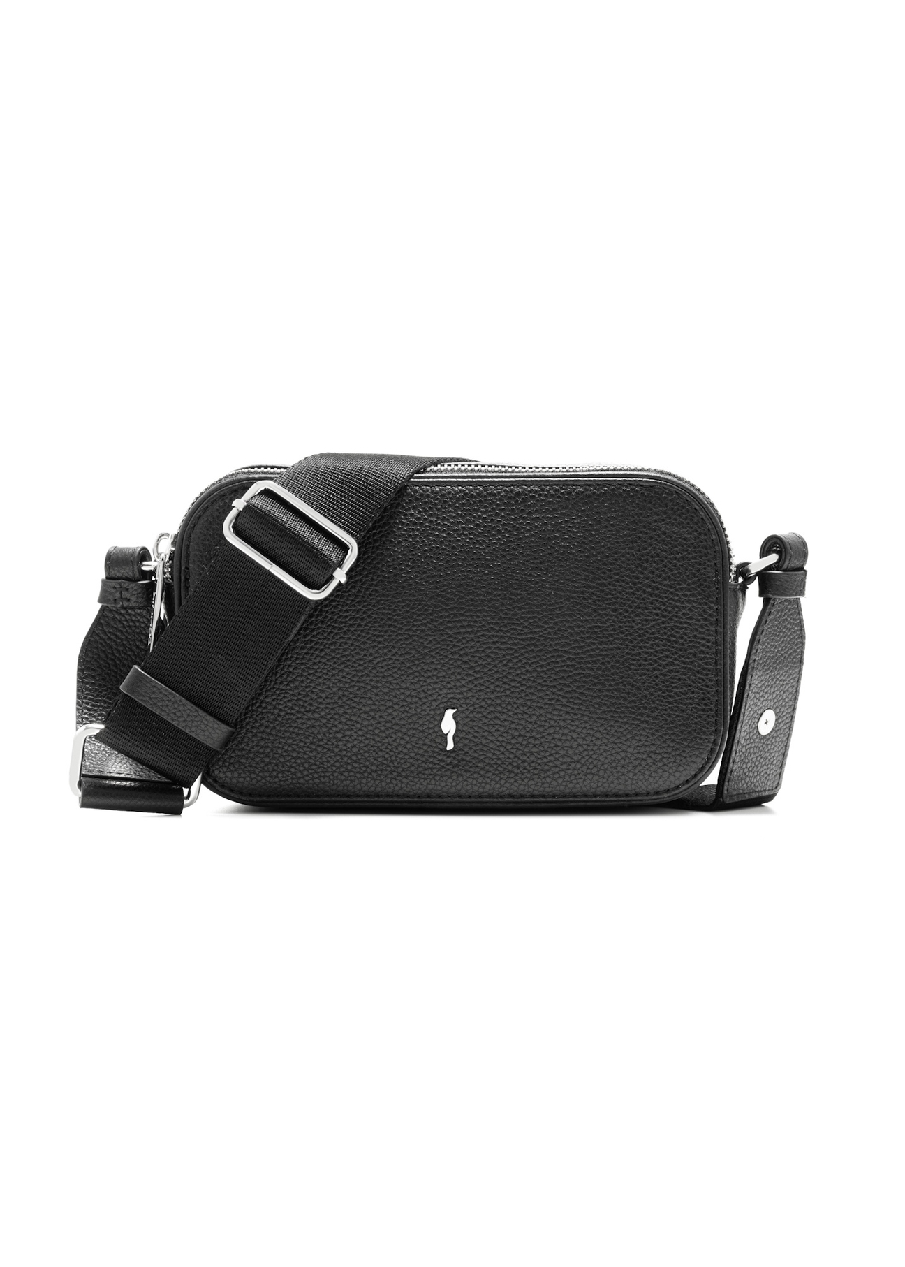 Black leather mini women's handbag TORES-1198-99(Z25), front product view on white background.