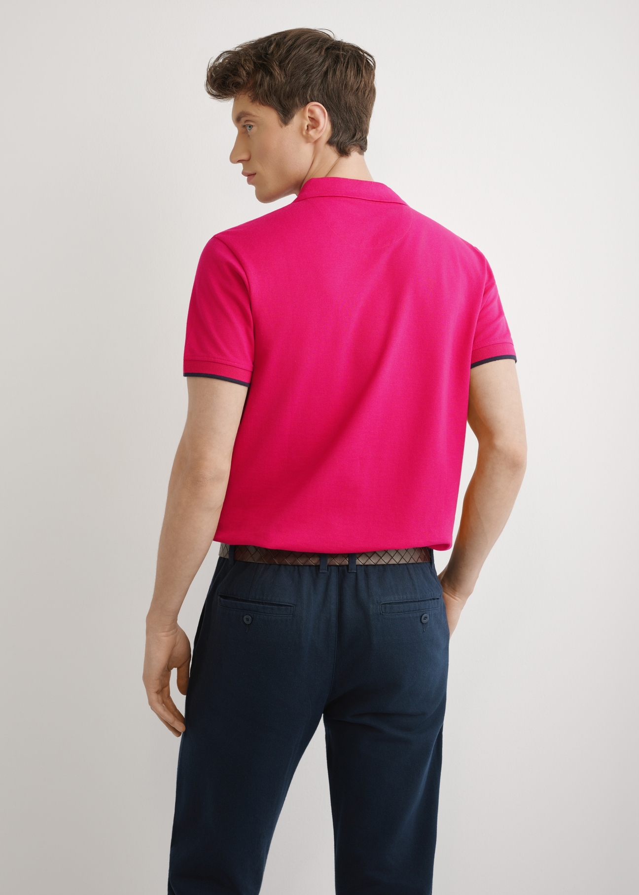 Fuchsia cotton polo shirt POLMT-0045B-5E(W26)