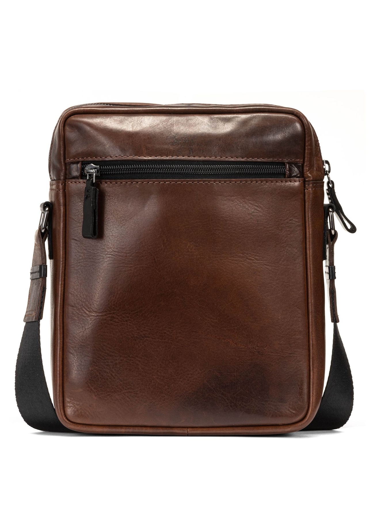 Men's brown leather bag TORMS-0104-1H(W26), product view from the back on a white background.