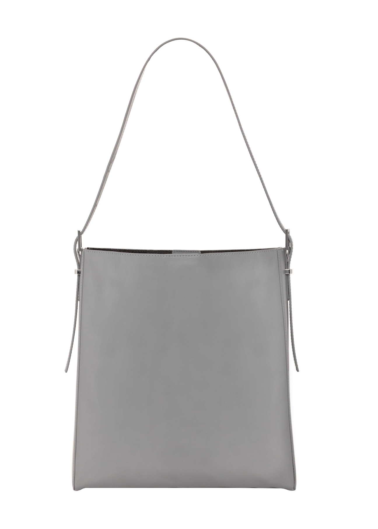 Graphite leather shopper bag TORES-1436-9D(Z26), product view from the back on a light background.