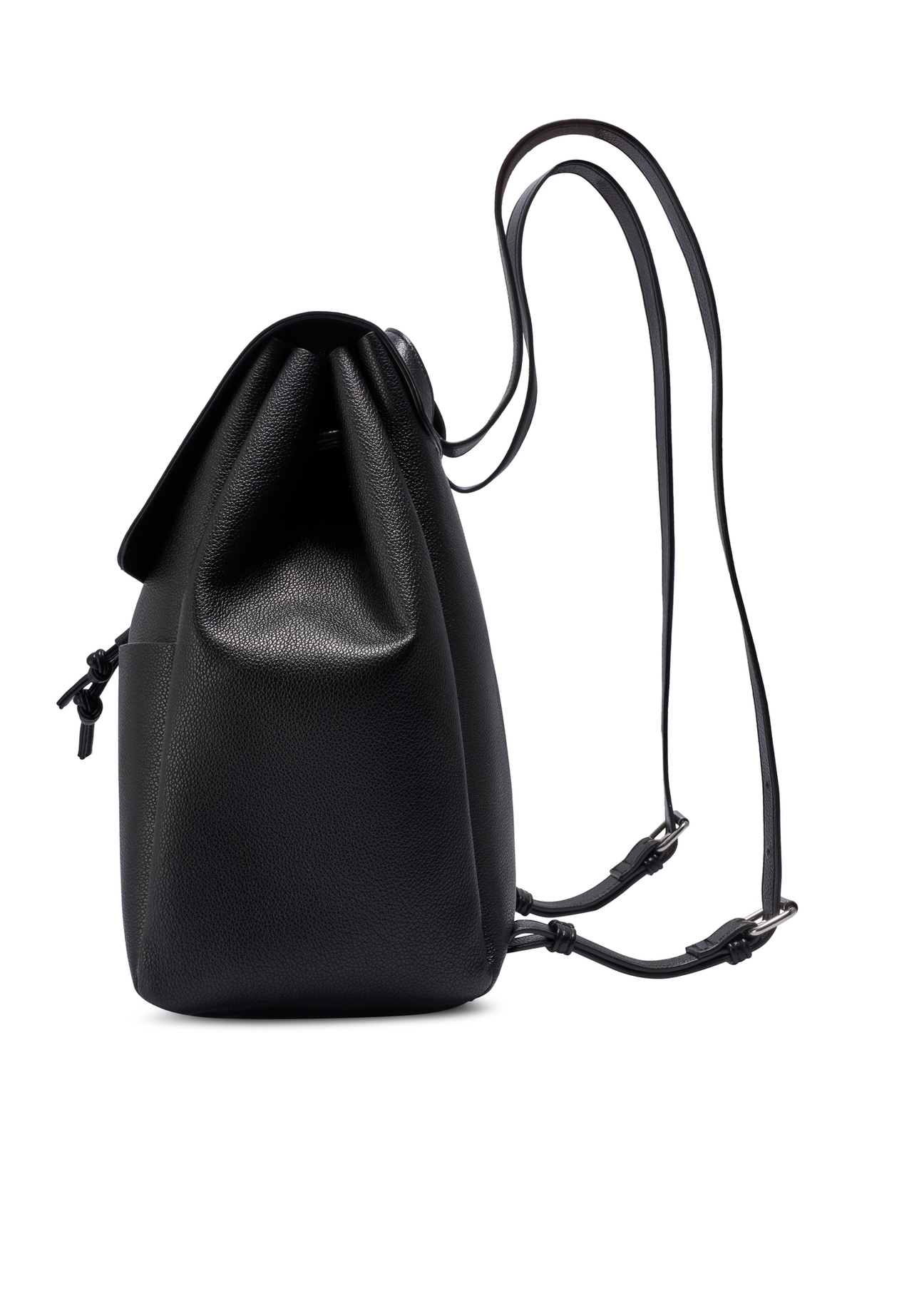 Čierny stredne veľký dámsky batoh TOREC-1132-99(W26) - bočný pohľad na produkt, na bielom pozadí.