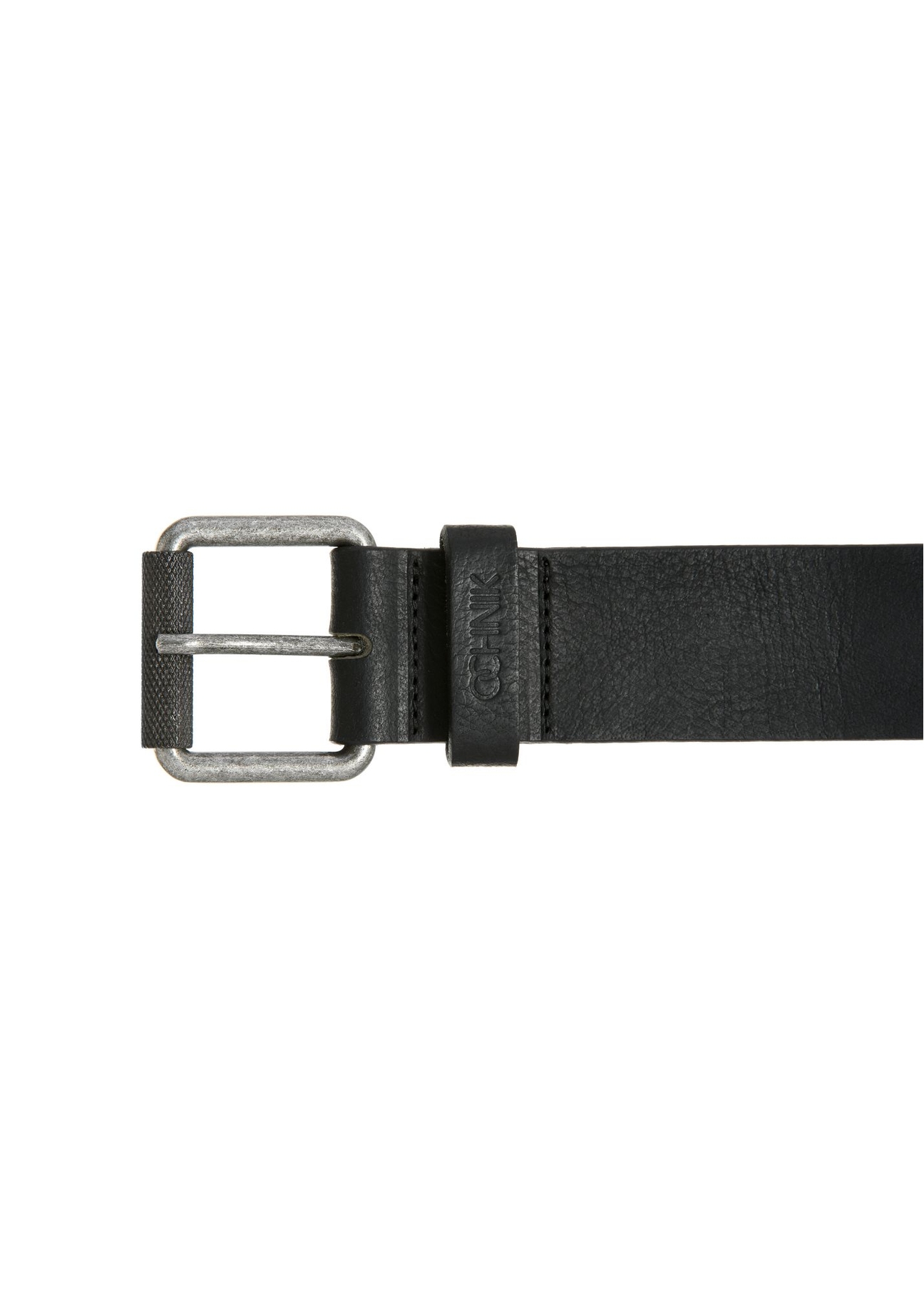 Black leather men's belt PASMS-0251-99(W24)-03