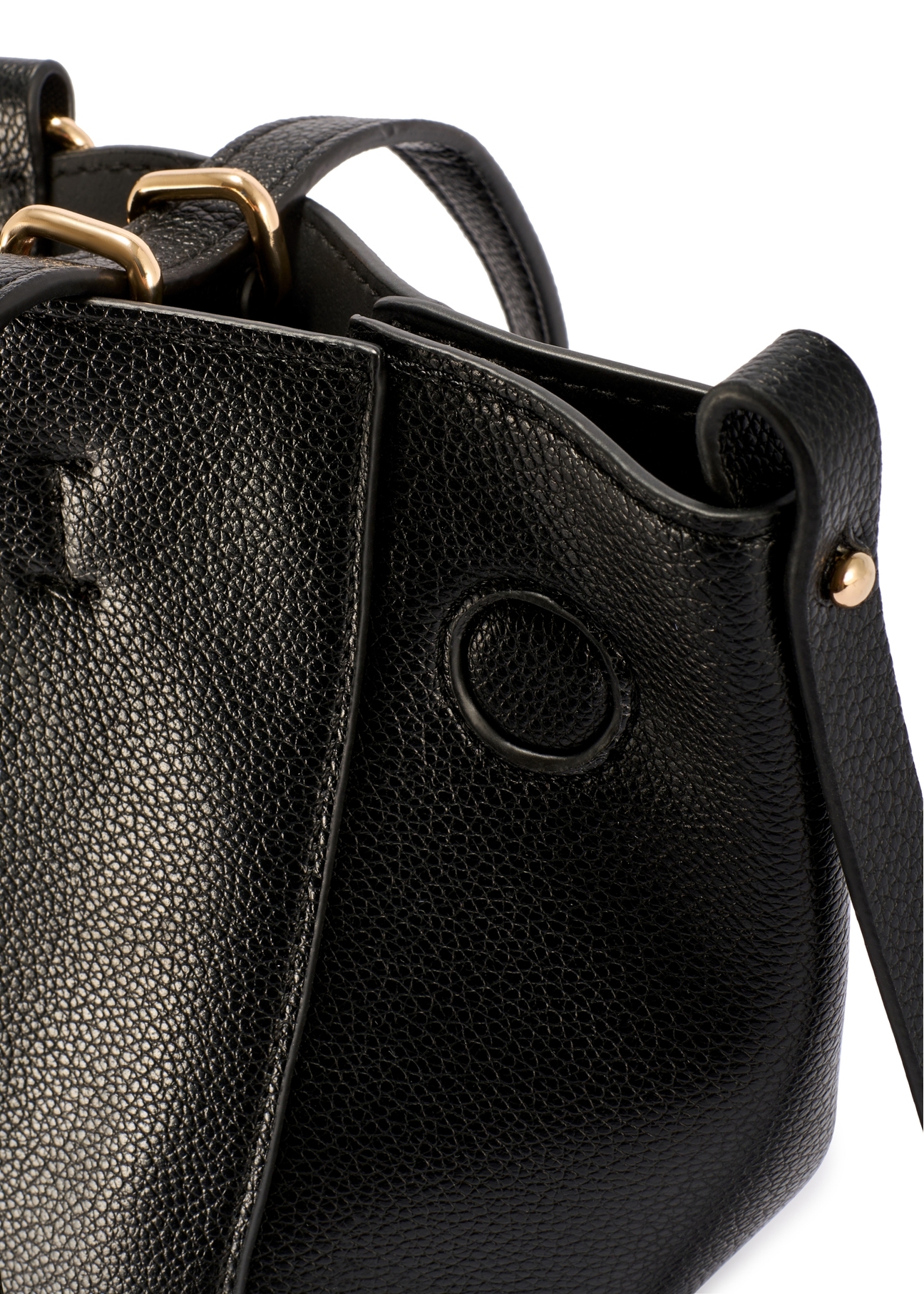 Black women's shoulder bag TOREC-1231-99(W26), close-up of the product detail on a white background.
