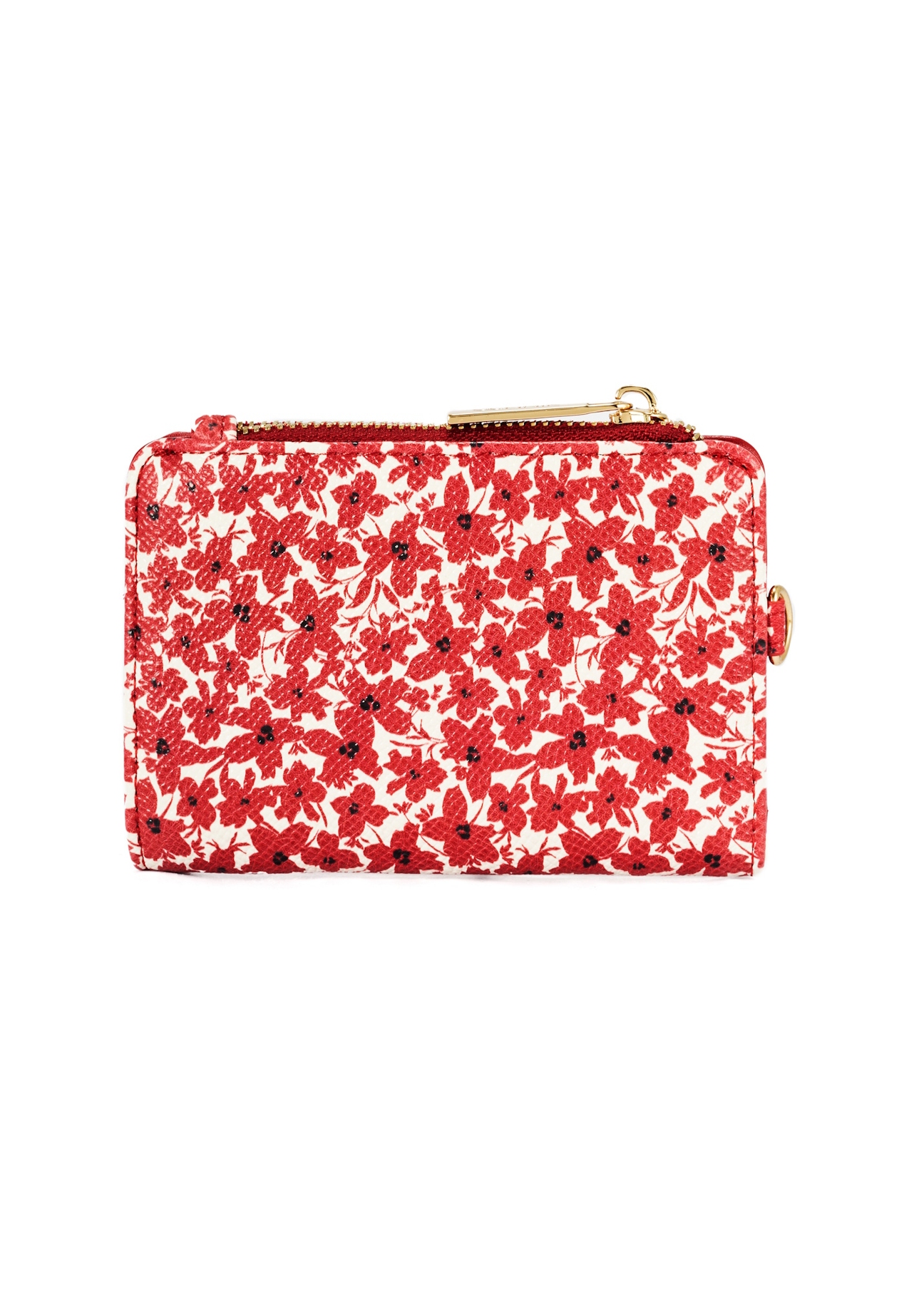 Red floral women's wallet POREC-0402-42(W25), product view from the back on a white background.