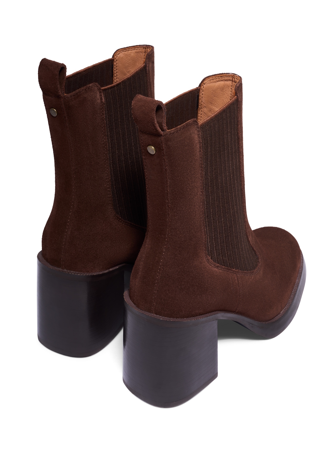Women's suede high-heeled Chelsea boots BUTYD-1356-1L(Z26), back view of the product on a white background.
