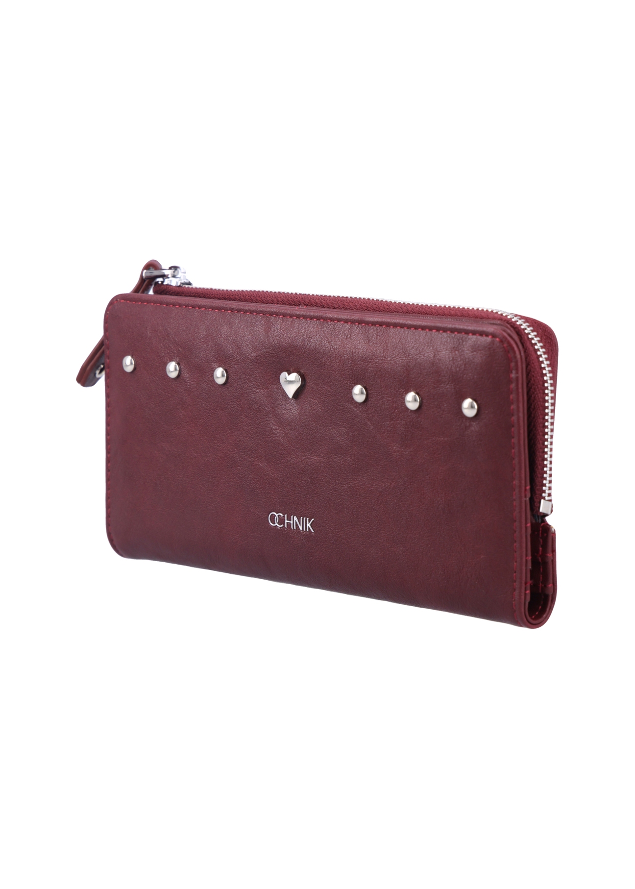 Burgundy large women's wallet POREC-0446-4D(Z26) - diagonal product view, on a white background.