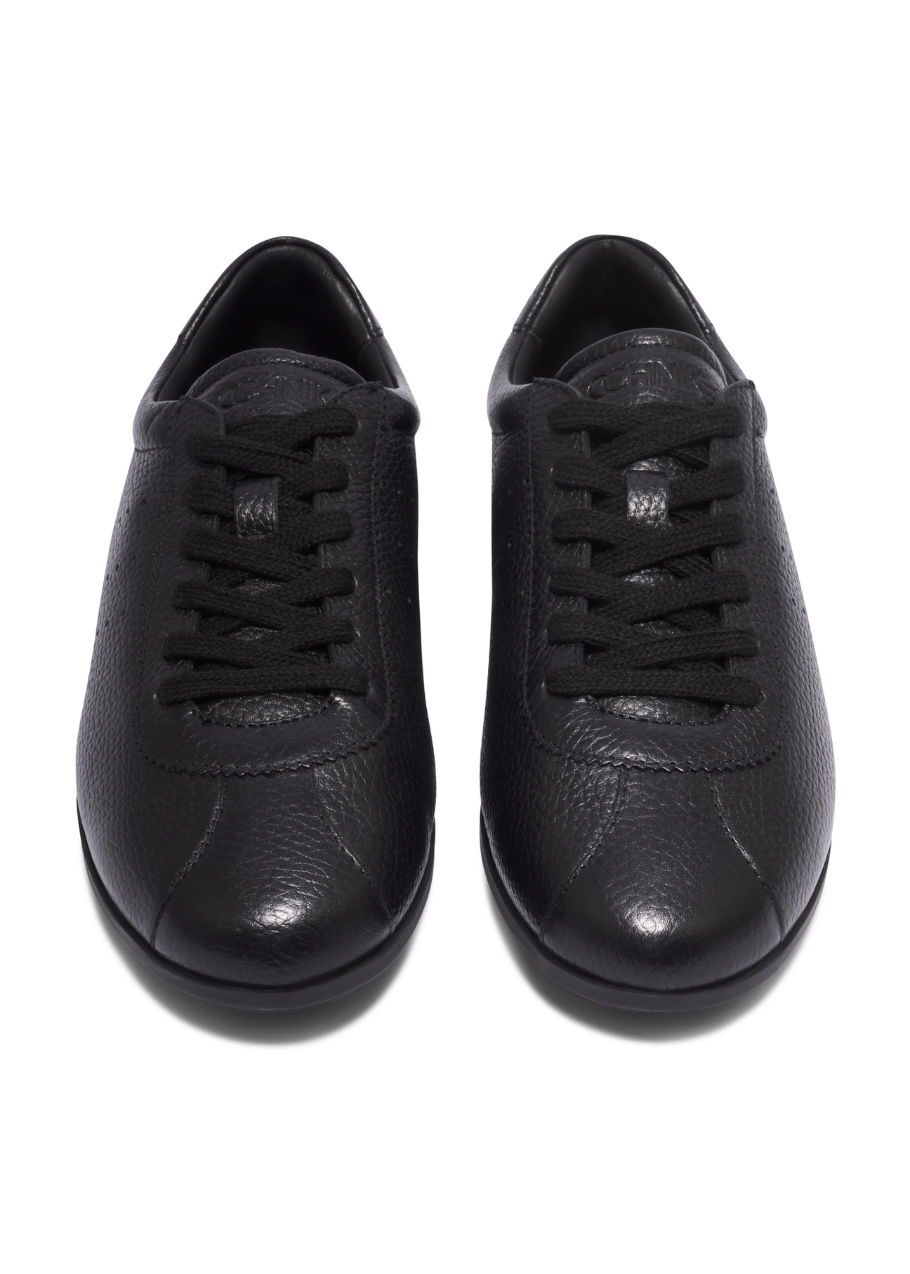 Women's black leather sneakers BUTYD-1293-9I(Z26), front product view on white background.