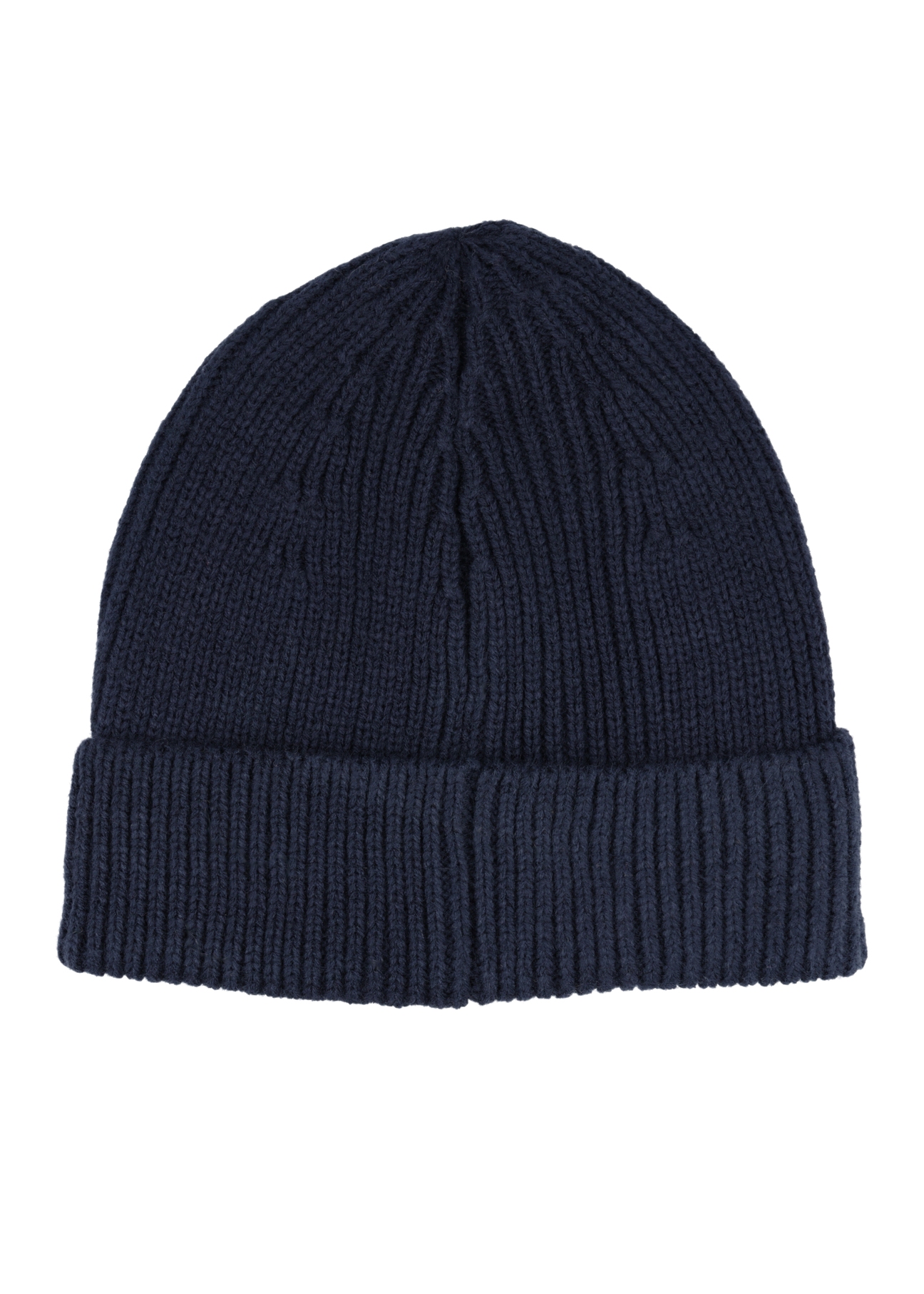 Navy blue men's winter hat CZAMT-0081-7E(Z26), product view from the back on a white background.