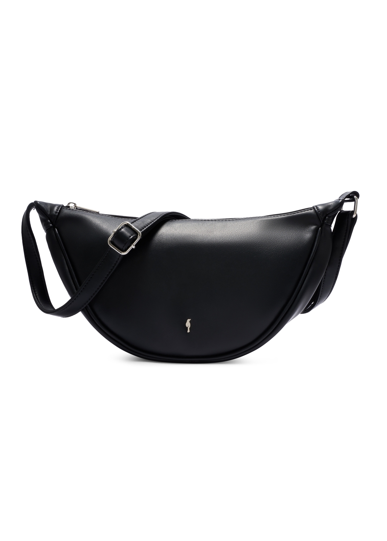 Black semi-circular women's handbag TOREC-1146-99(W26), front product view on white background.