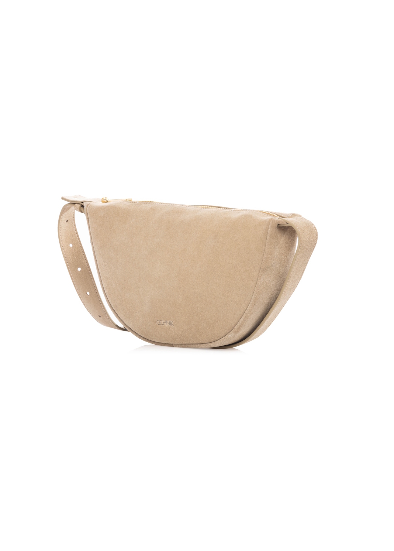 Beige leather semi-circular handbag TORES-1309-0B(W26)
