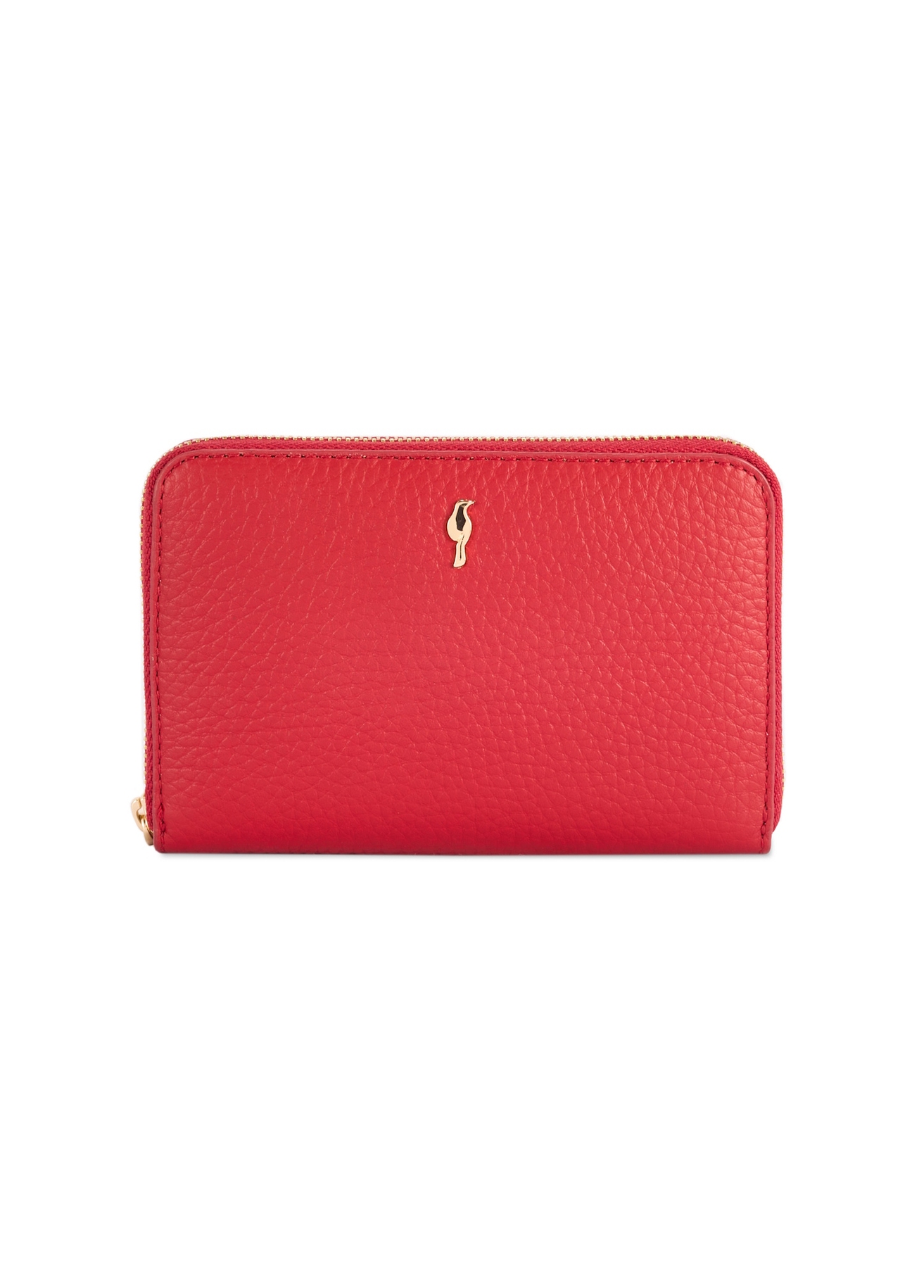 Red leather medium women's wallet PORES-0898G-42(Z25), front product view on white background.
