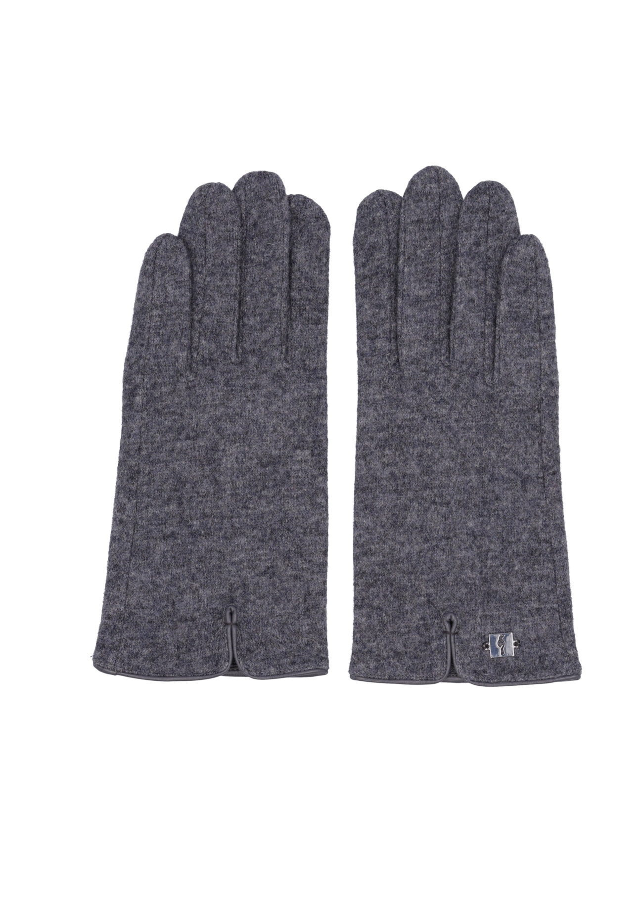 Graphite woolen women's gloves REKDT-0027A-9D(Z26) - product view from above, on a white background.