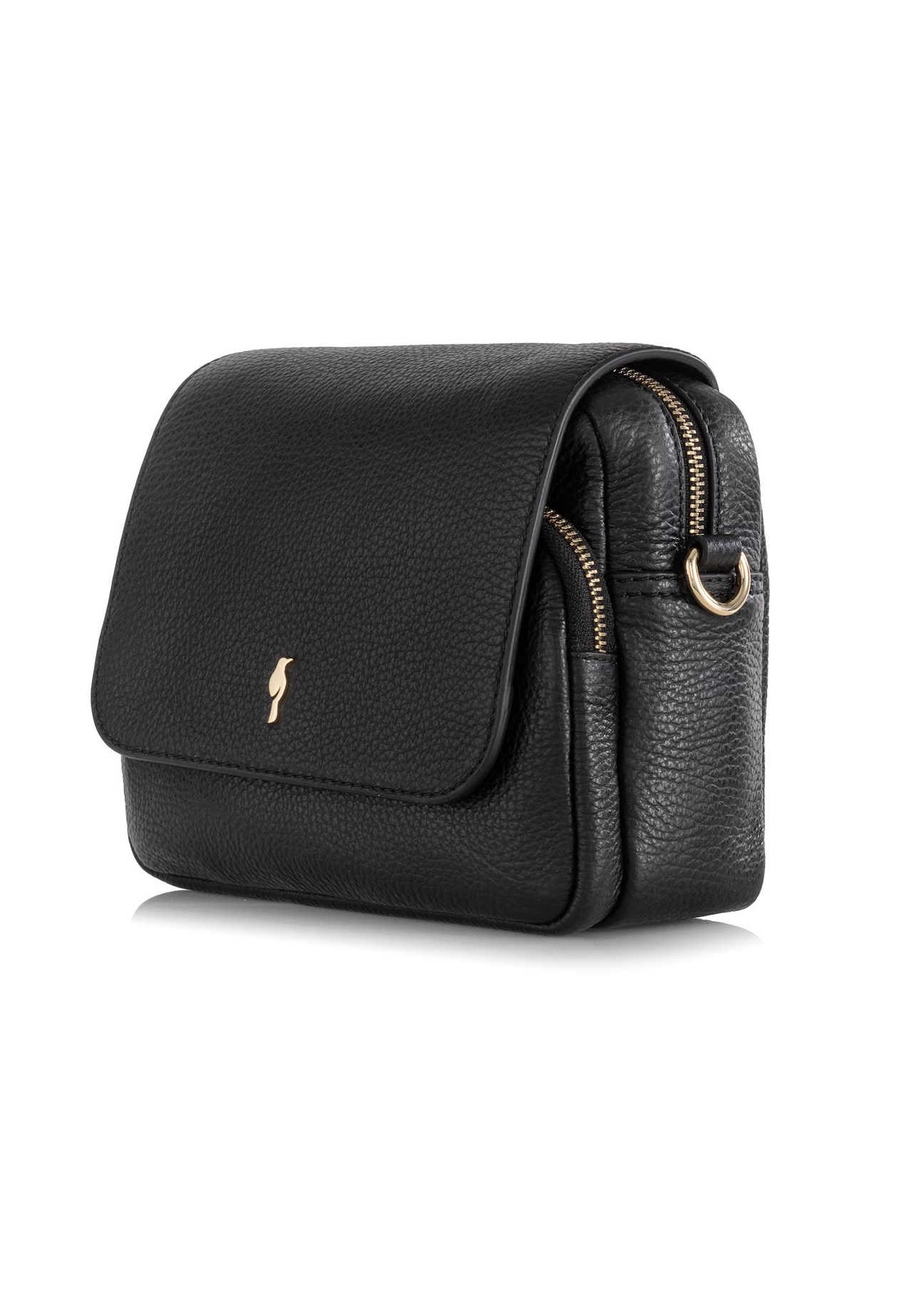 Black small leather women's handbag TORES-0958E-9I(W26), diagonal product view on white background.