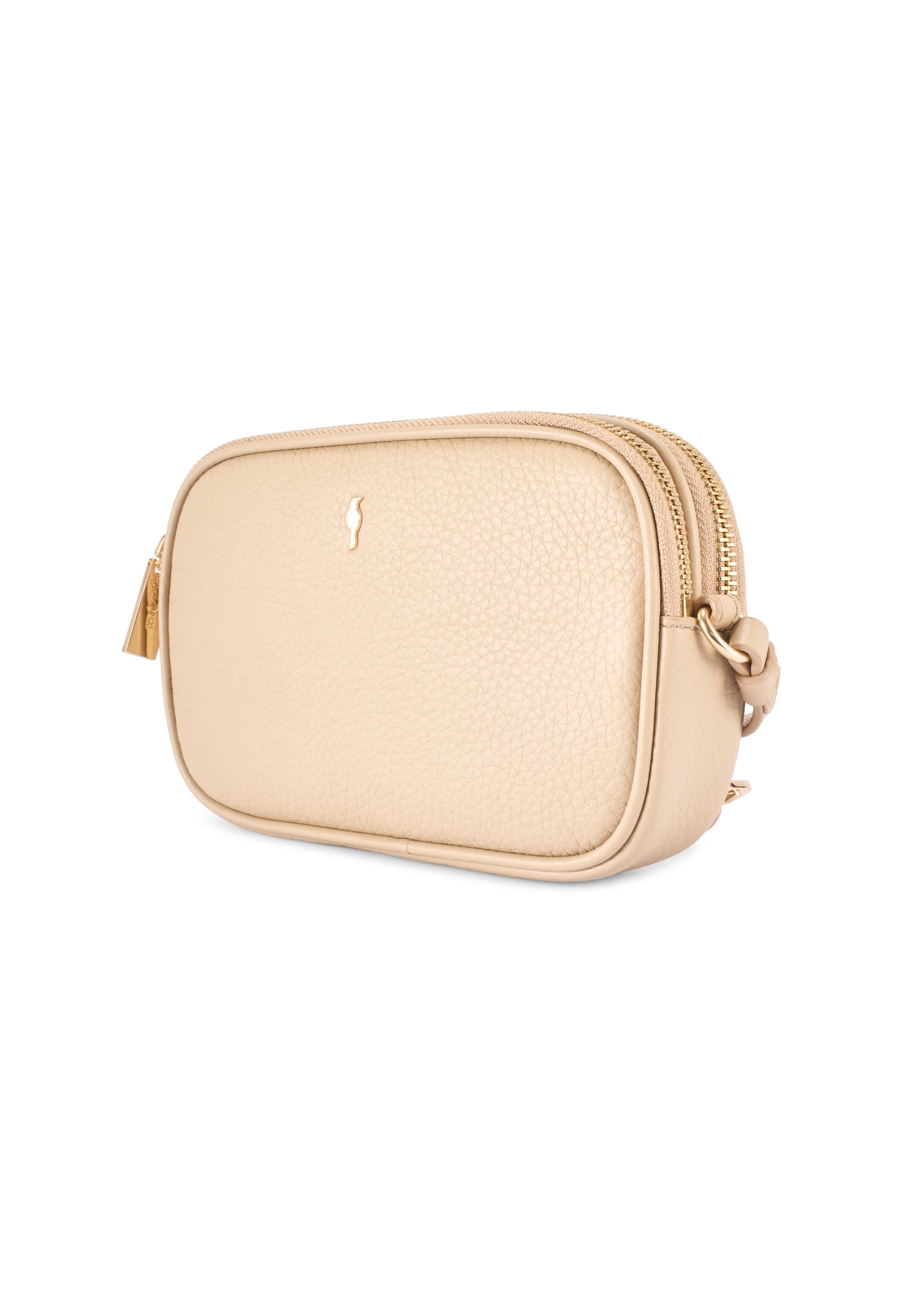 Small beige leather women's handbag TORES-0466E-1B(W26) - diagonal product view, on a white background.