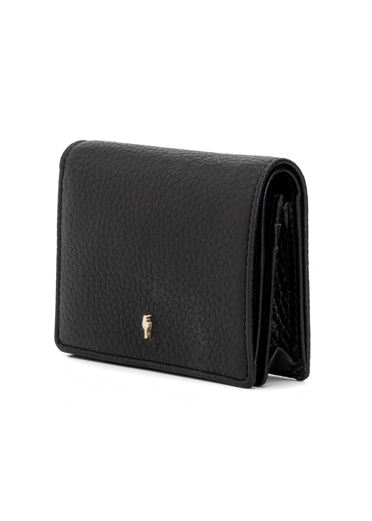 Black leather women's wallet PORES-0944G-99(Z25), diagonal product view on a white background.