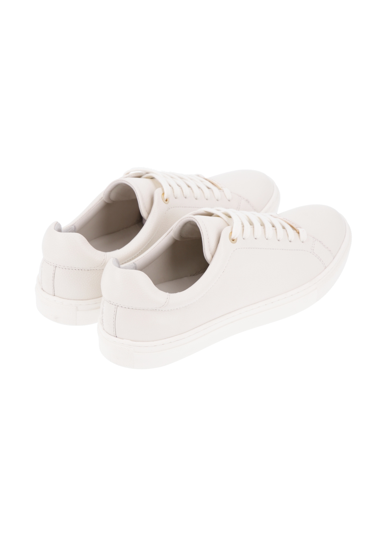 Cream leather women's sneakers BUTYD-1068-0B(Z26). Product view from the back, on a white background.