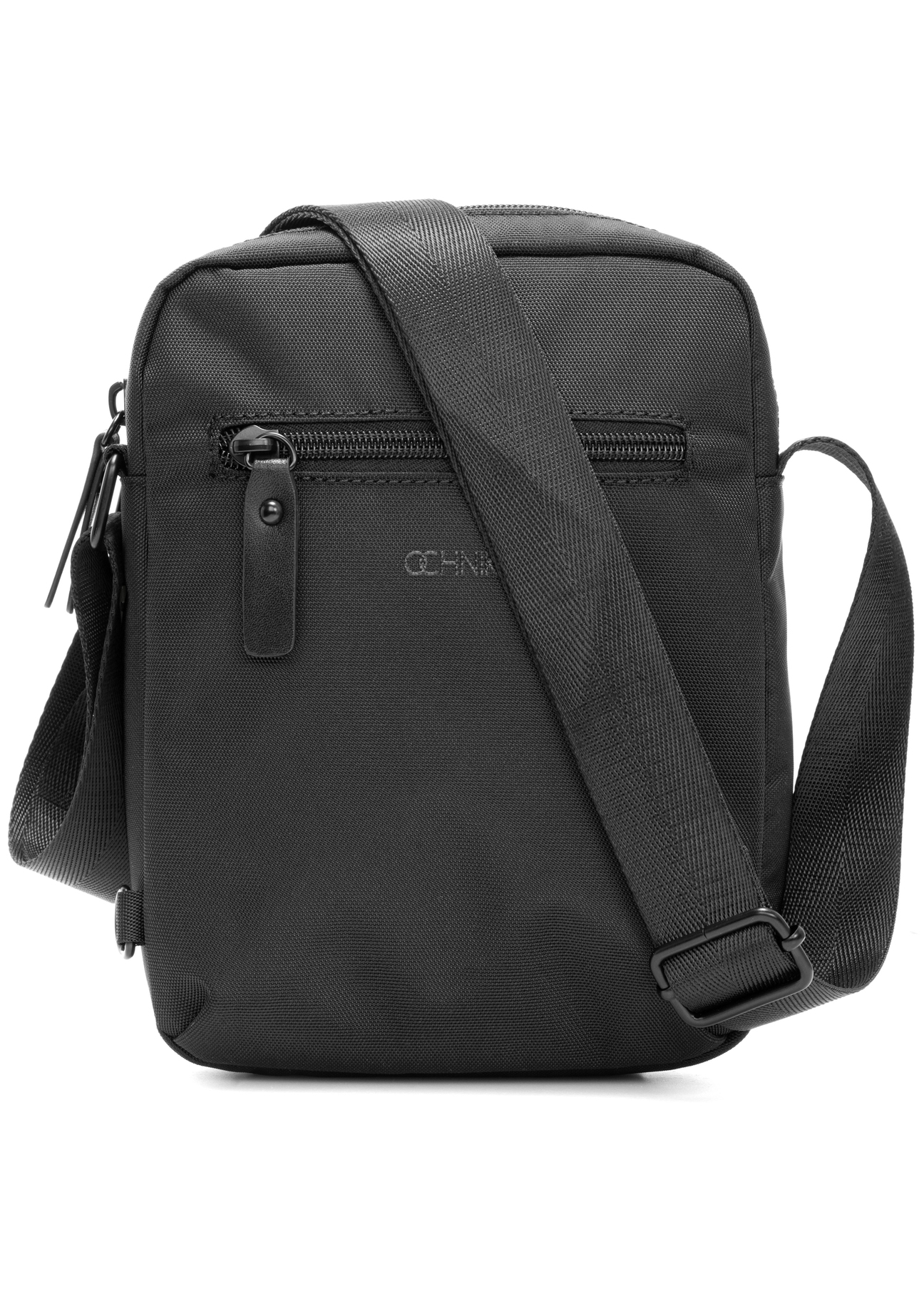 Black men's shoulder bag TORMN-0391-99(W26) - front product view, on white background.