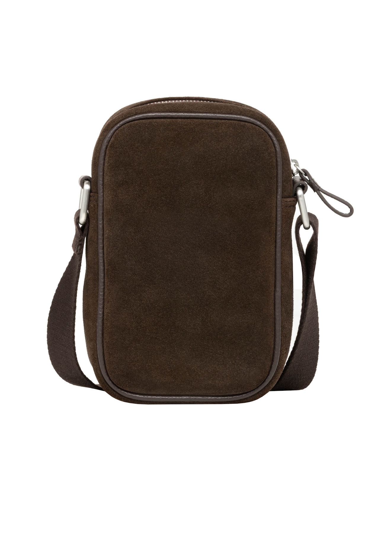 Men's dark brown leather pouch TORMS-0541-1I(Z26), product view from the back on a light background.