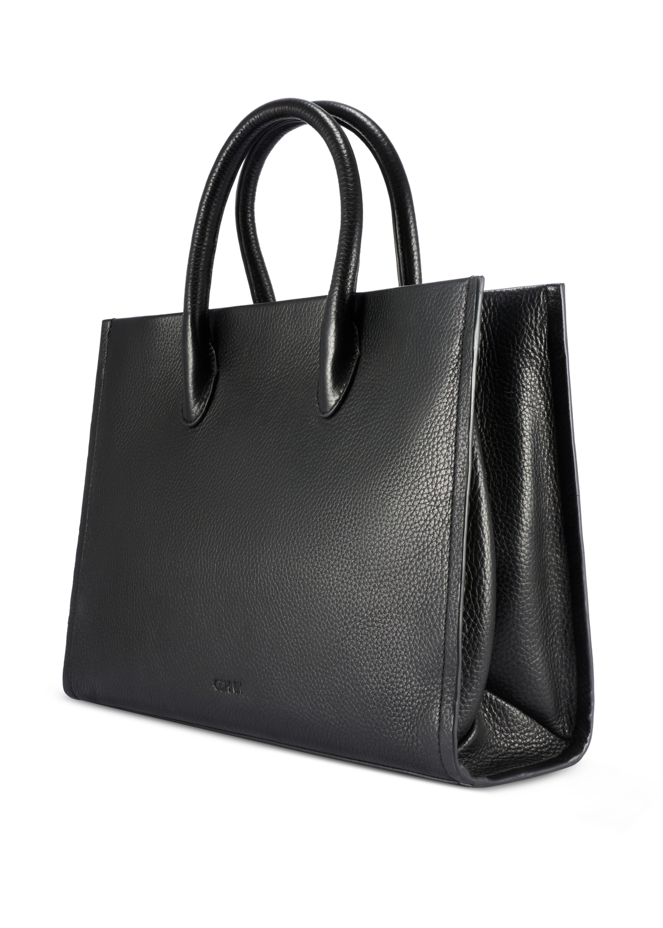 Women's leather handbag in black color TORES-1206-9I(W26), diagonal product view on a white background.
