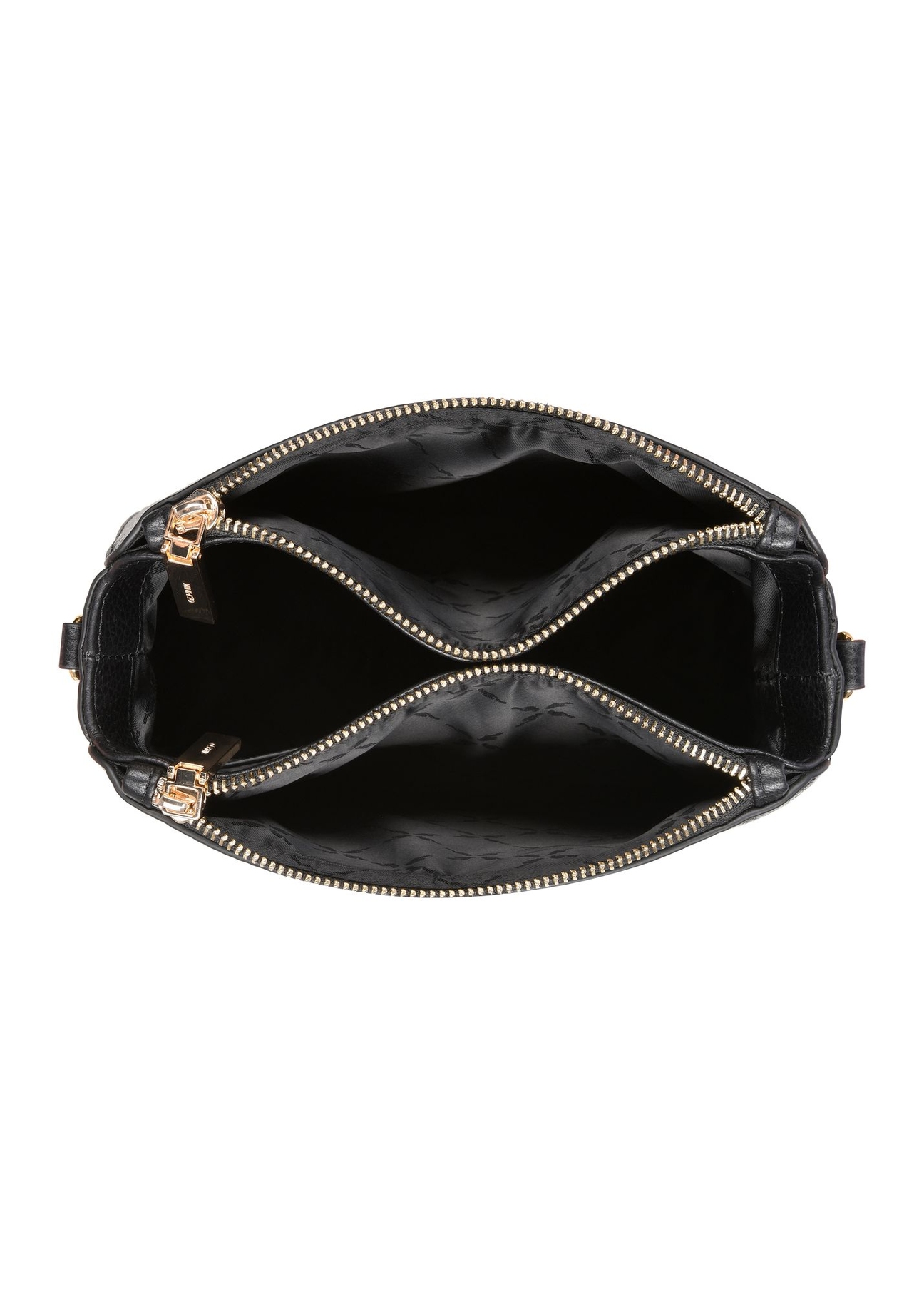 Leather black shoulder bag TORES-1275-9I(W26) - top view of the product on a white background.
