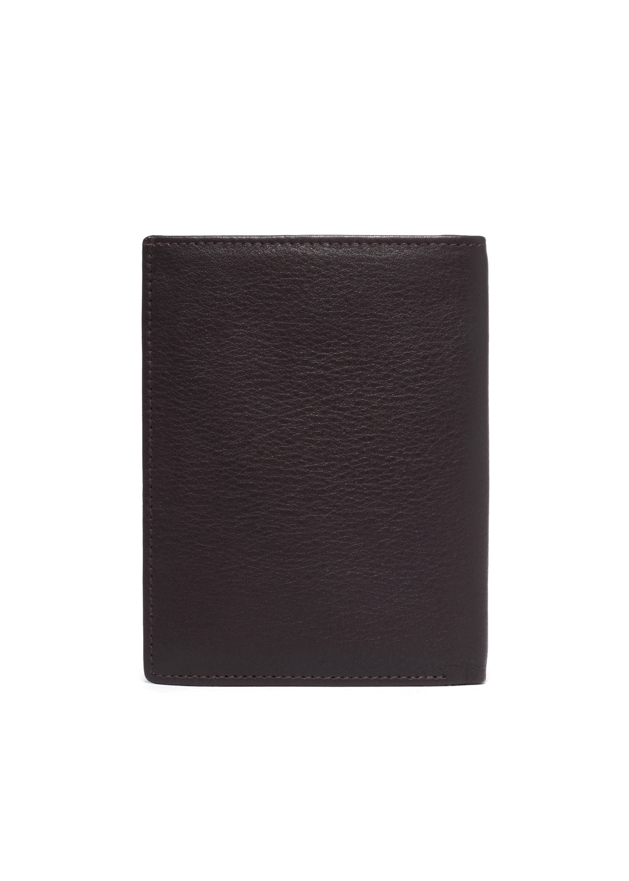 Brown men's leather wallet PORMS-0711-1H(Z26), back view of the product on a white background.