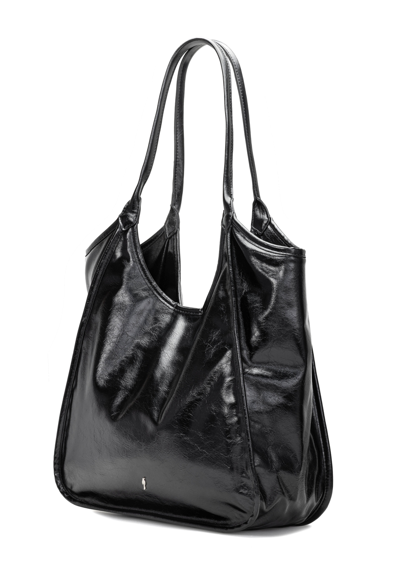 Black women's shopper handbag TOREC-1122-9F(W26), diagonal product view on a white background.