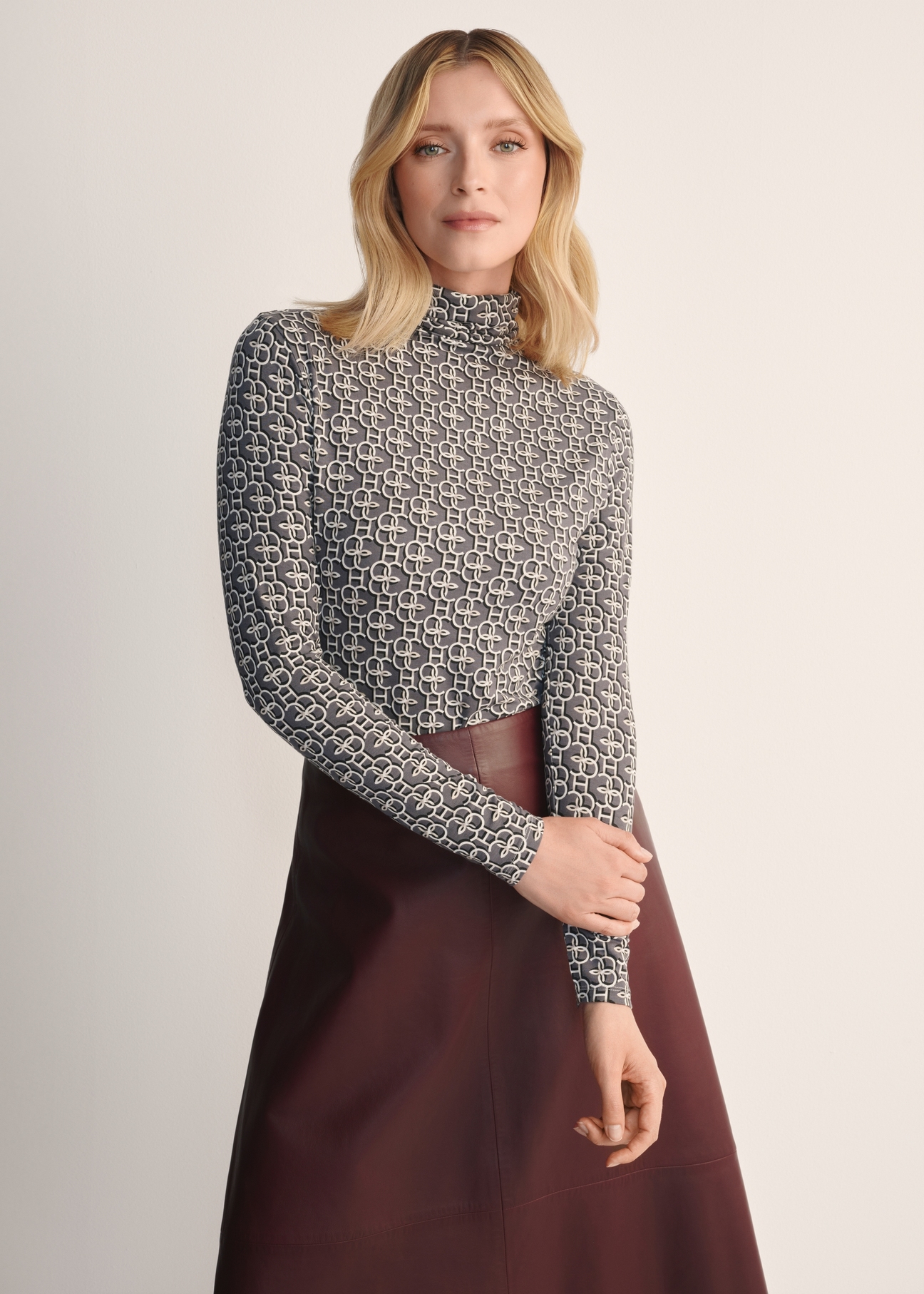 Gray monogram women's blouse LSLDT-0053-96(Z25)