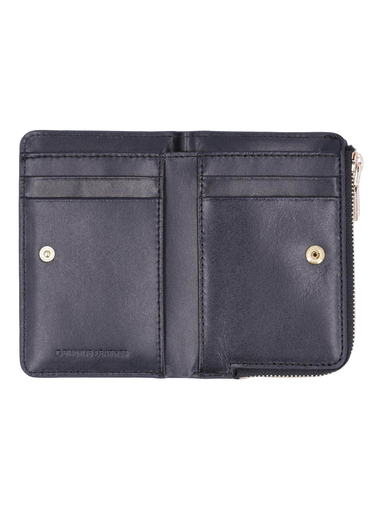 Black leather women's wallet PORES-1019-9I(Z26), product view inside on white background.