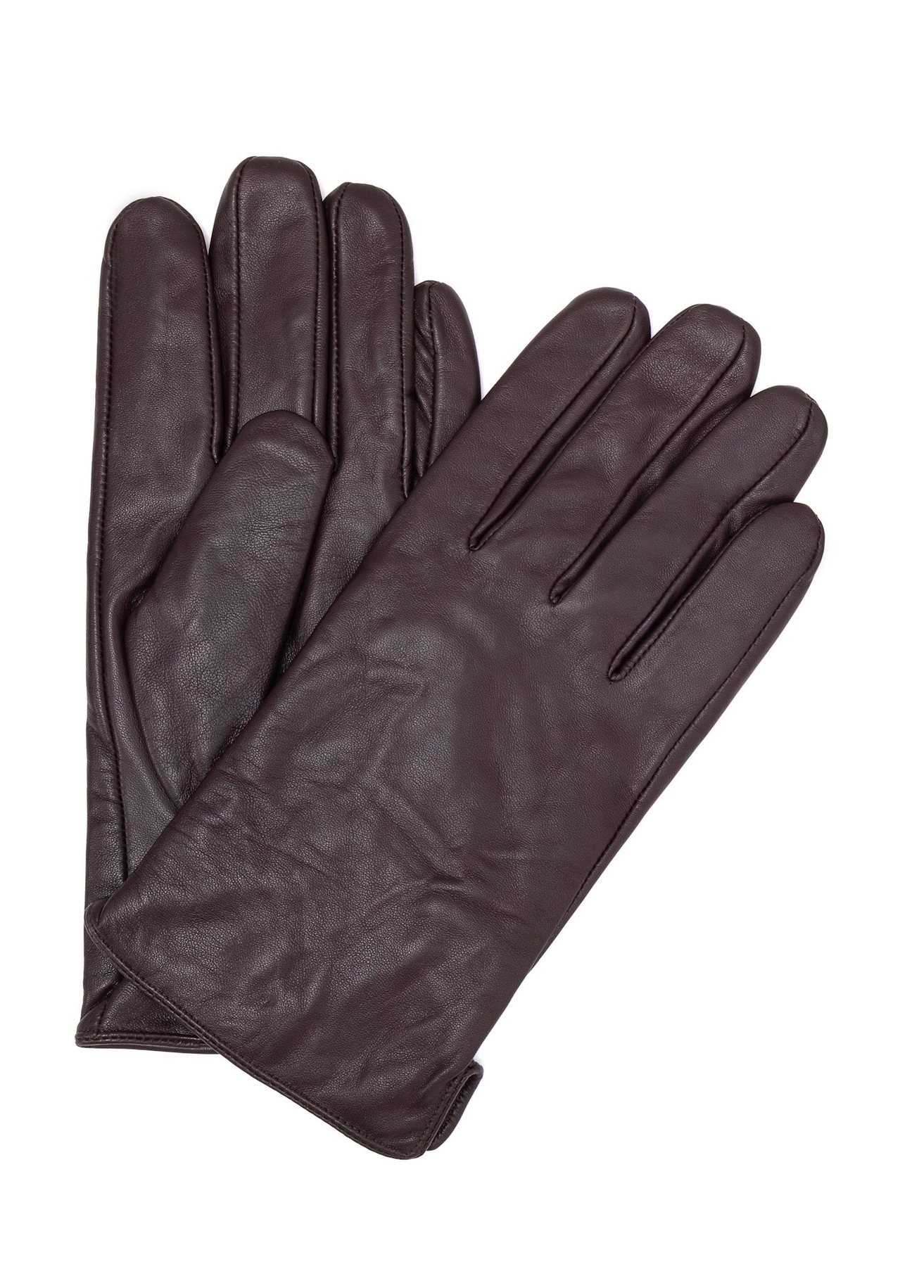 Men's brown leather gloves REKMS-0009A-1I(Z26), front product view on white background.