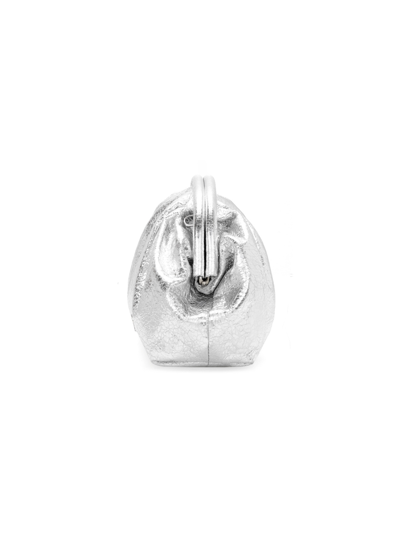 Silver leather women's handbag TORES-1175-92(Z25), side product view on white background.