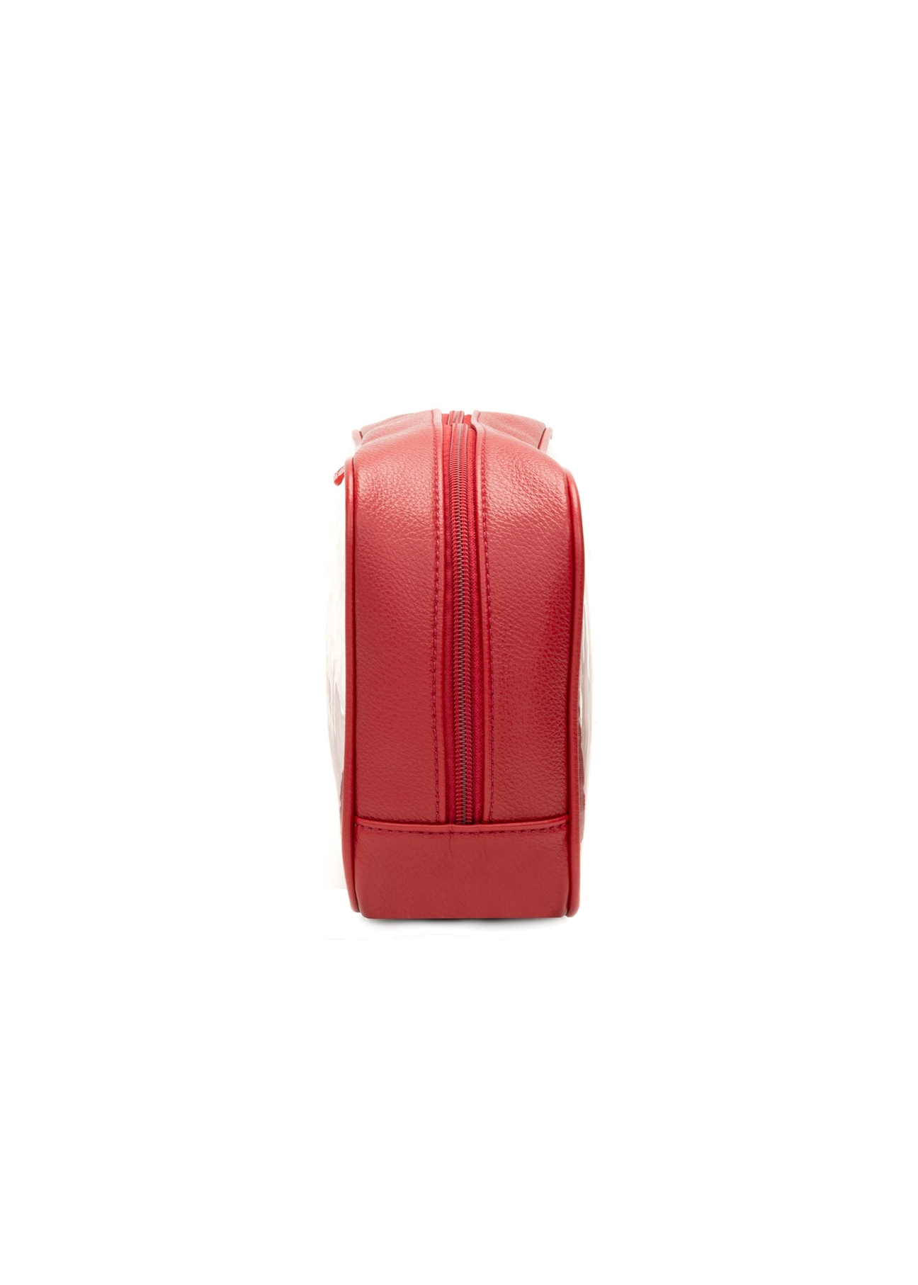 Large red two-piece women's cosmetic bag TOREC-0874A-41(Z25), side view of the product on a white background.