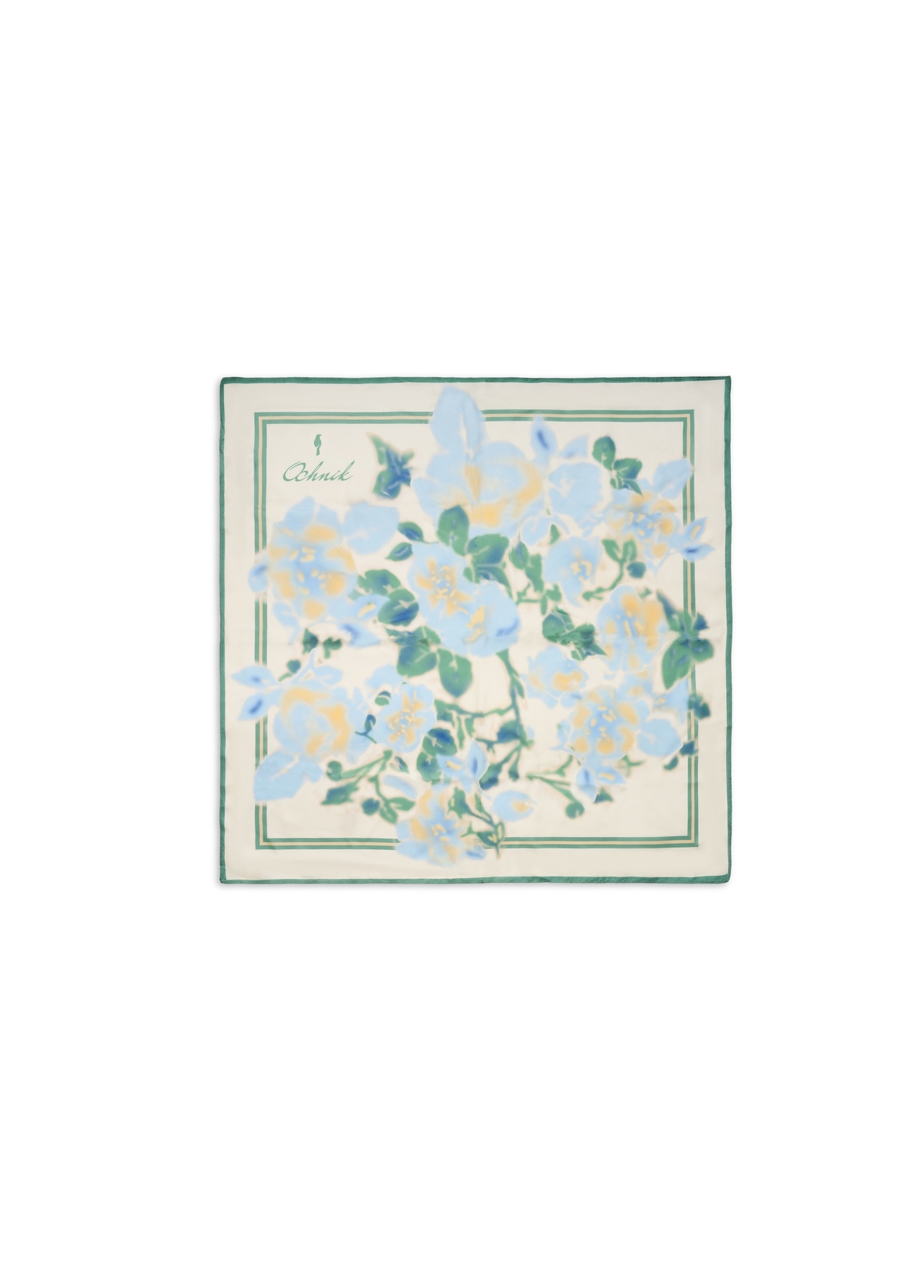 Cream women's silk scarf SZADT-0188-7B(W26), front product view on white background.