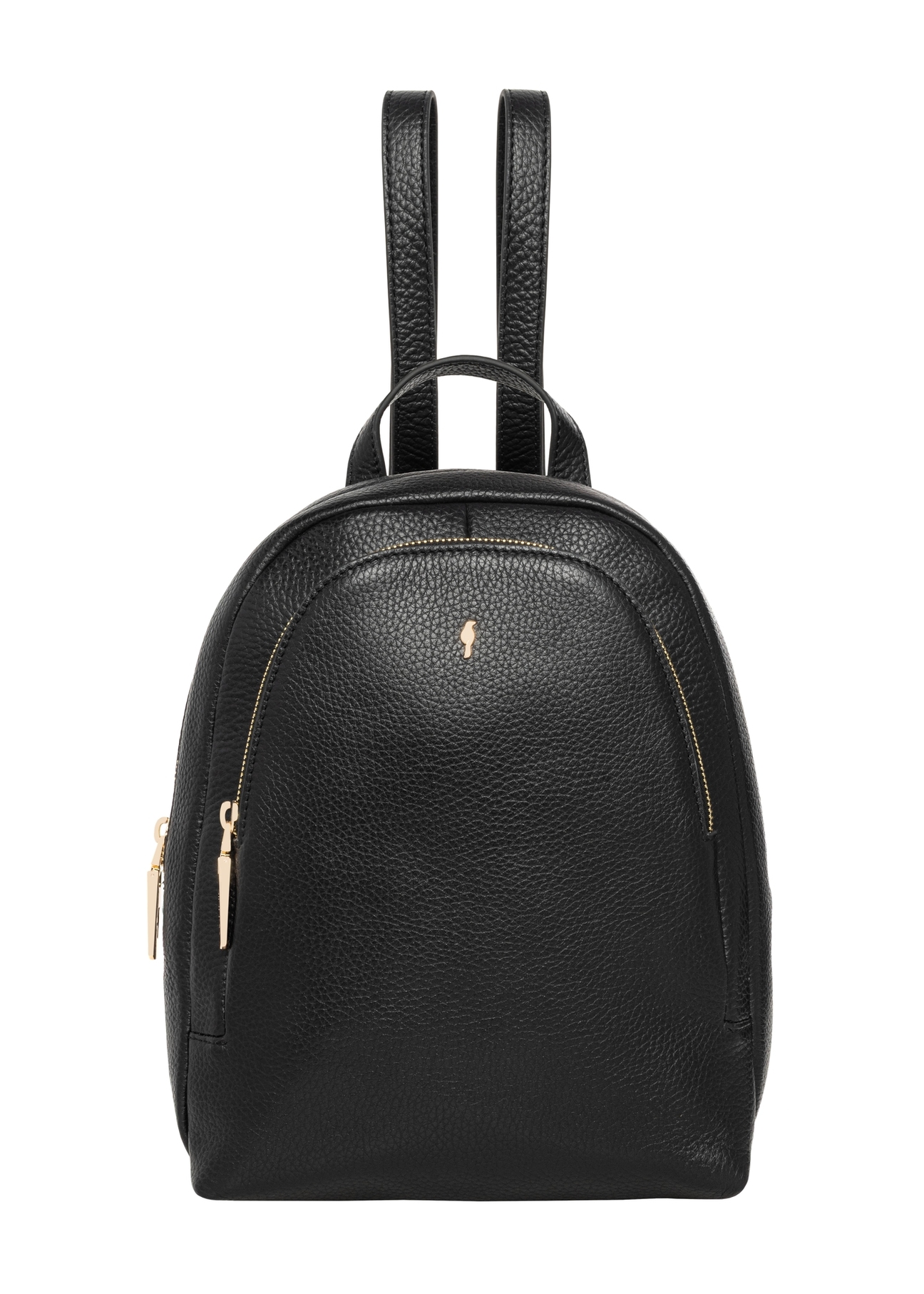 Black leather women's backpack TORES-1355-9I(Z26), product view from the front on a white background.