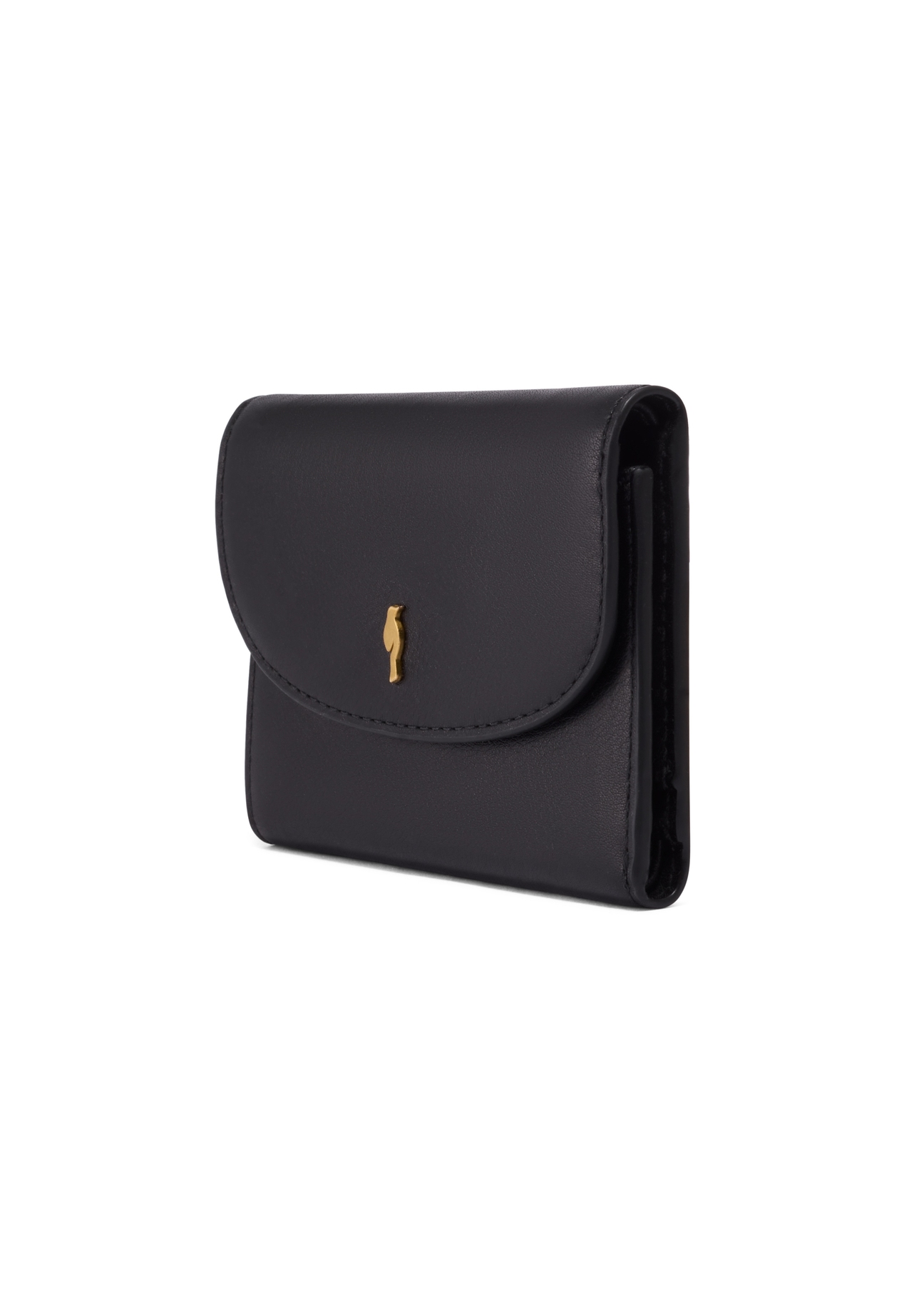 Black leather women's wallet PORES-0996-99(Z26), diagonal product view on white background.