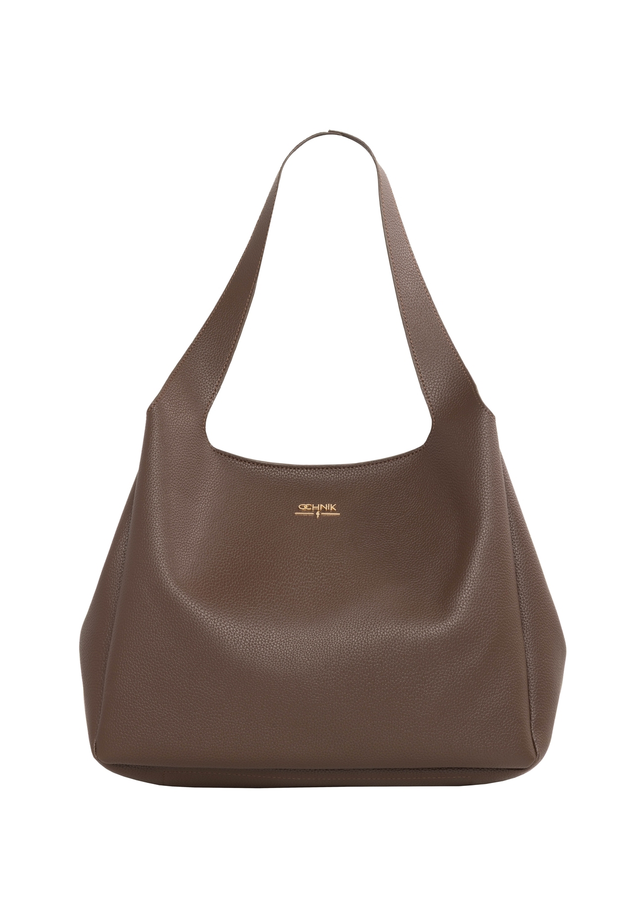 Brown classic women's shopper bag TOREC-1060-1H(Z26), product view from the front on a white background.-02