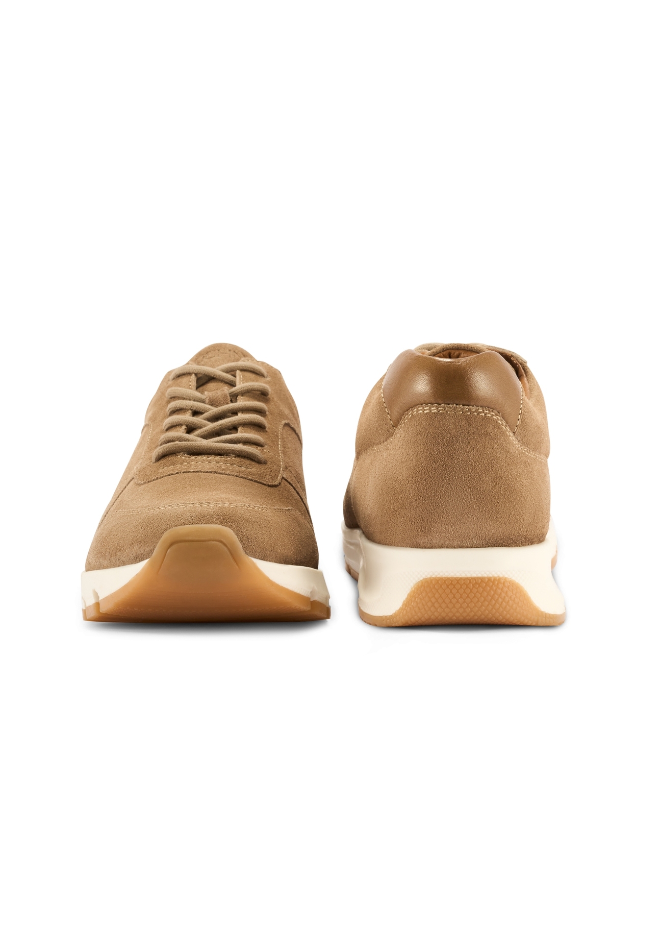 Beige suede men's shoes BUTYM-0541-1B(W26), front and back view of the product on a white background.