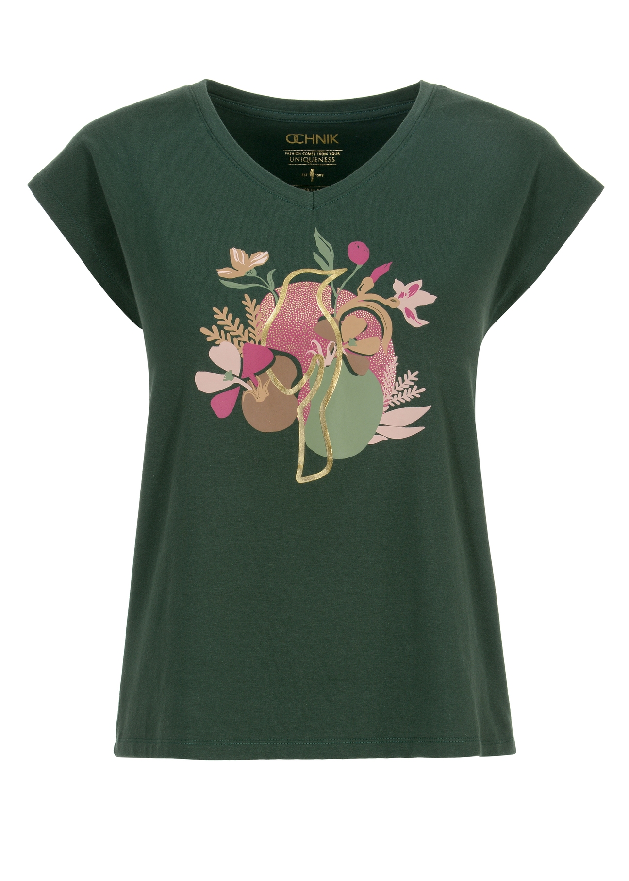 Green Women's Chest T-Shirt TSHDT-0099-54(Z22)-05
